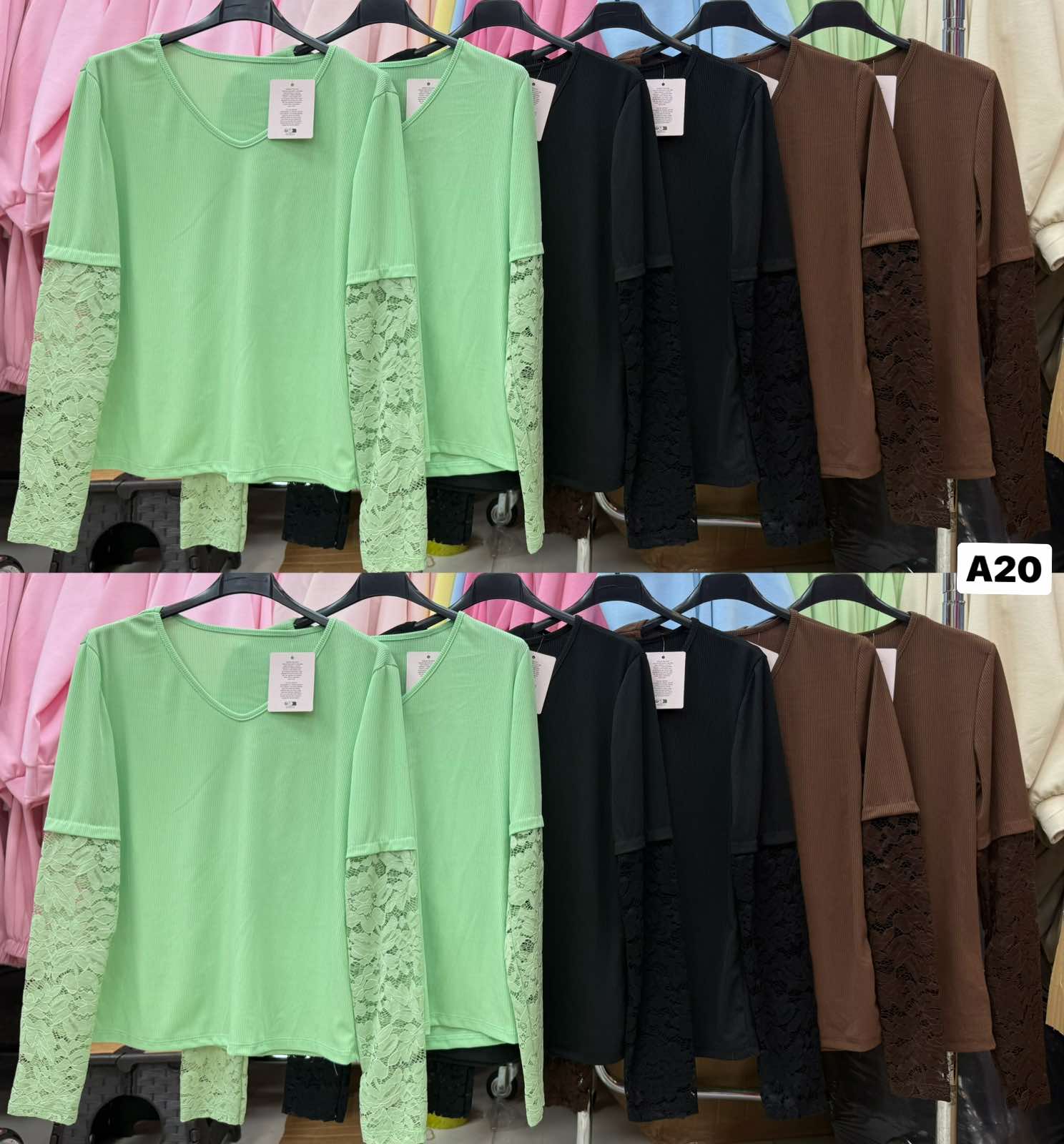 Bluzki Damskie wloskie, Size uni, paczka 6szt ,mix kolor