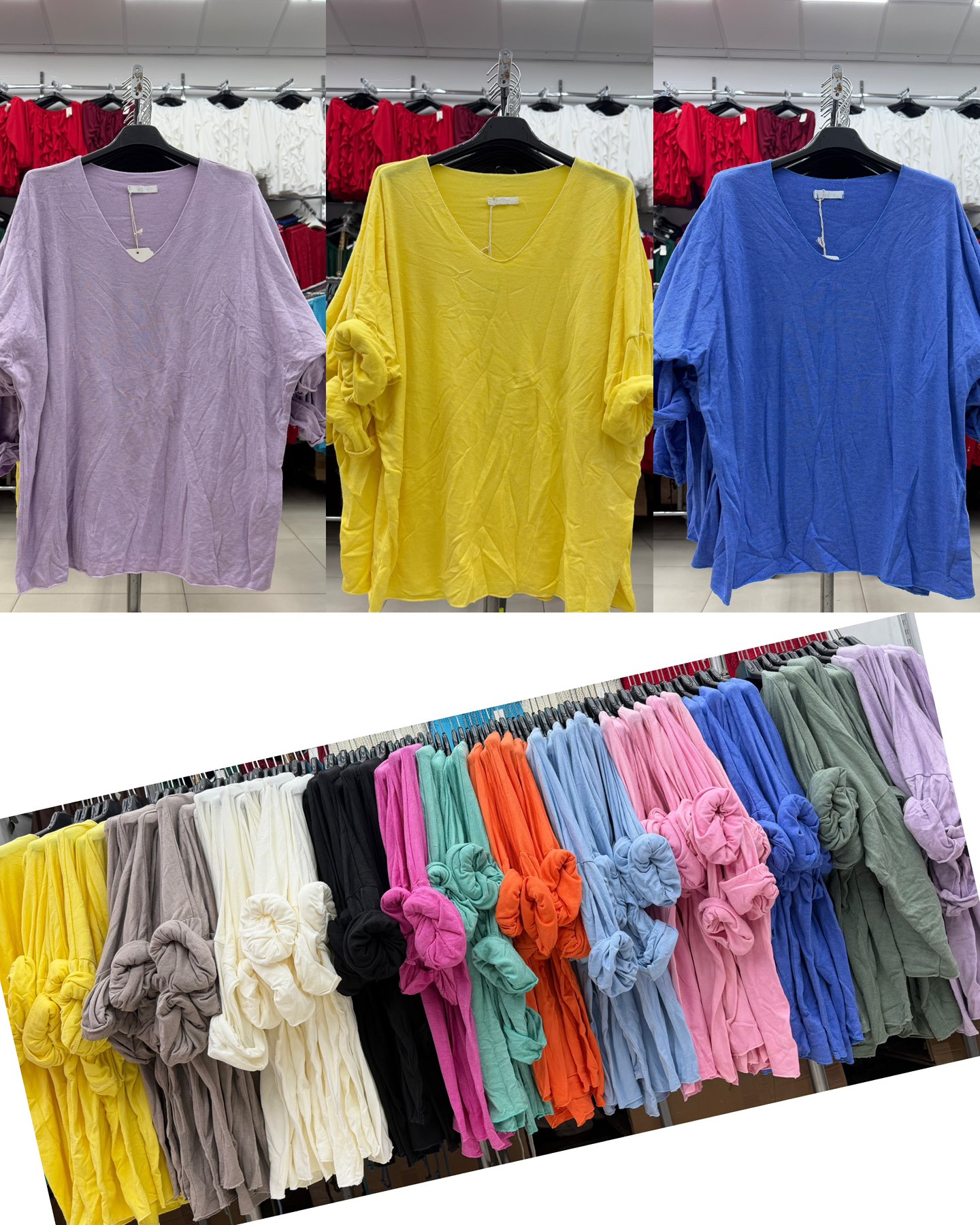 Bluzki Damskie  WŁOSKA  , Size uni, paczka 6szt ,mix kolor