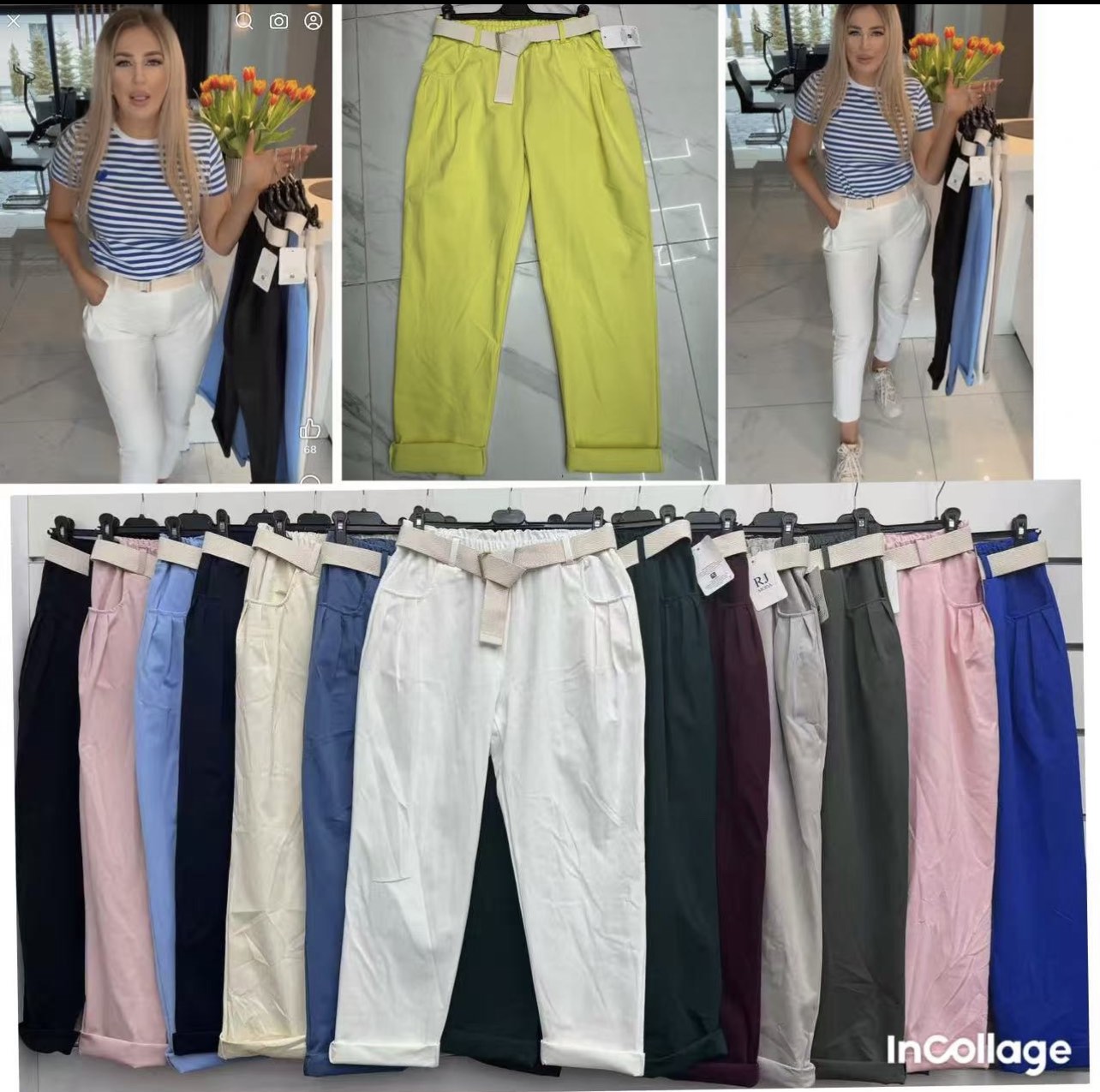 Spodnie Damskie  WŁOSKA  , Size uni, paczka 6szt ,mix kolor