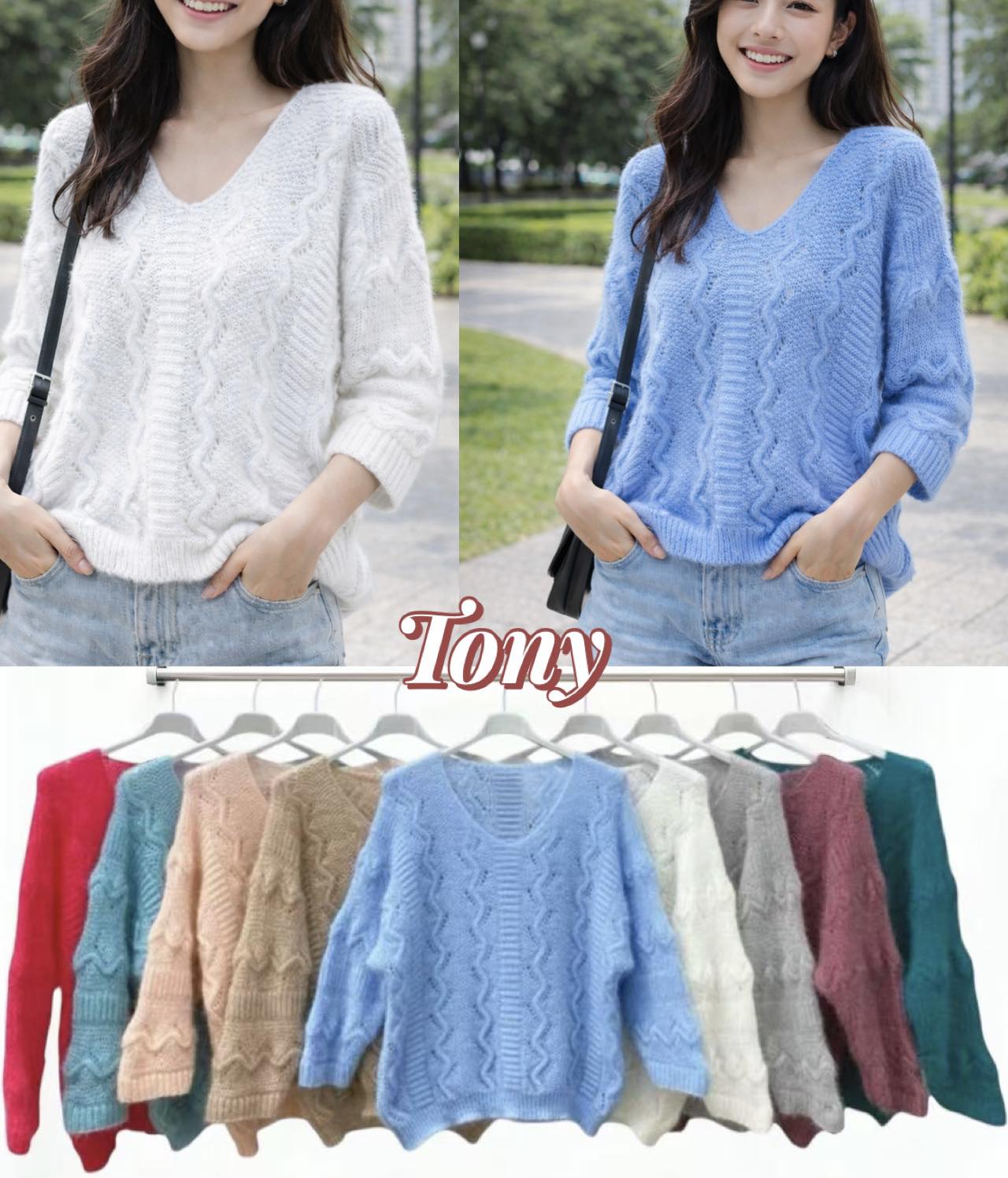 Swetry Damskie  WŁOSKA  , Size uni, paczka 6szt ,mix kolor