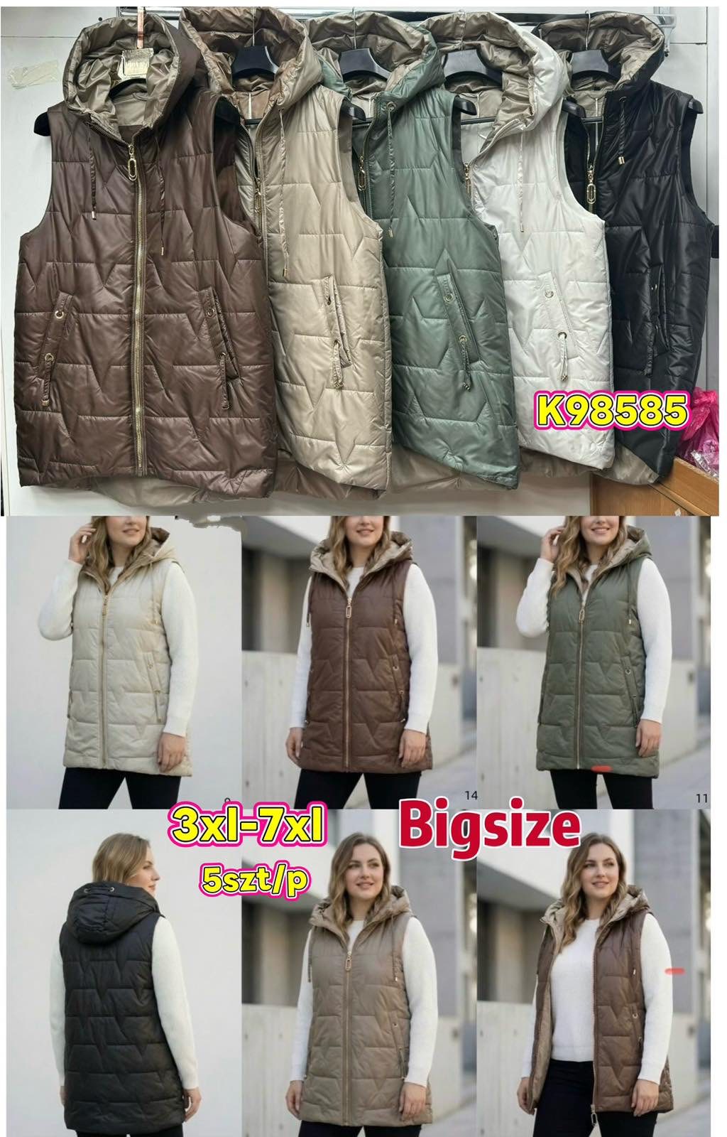 Kamizelki damskie ,size 3xl-7xl,paczka 5szt,1kolor
