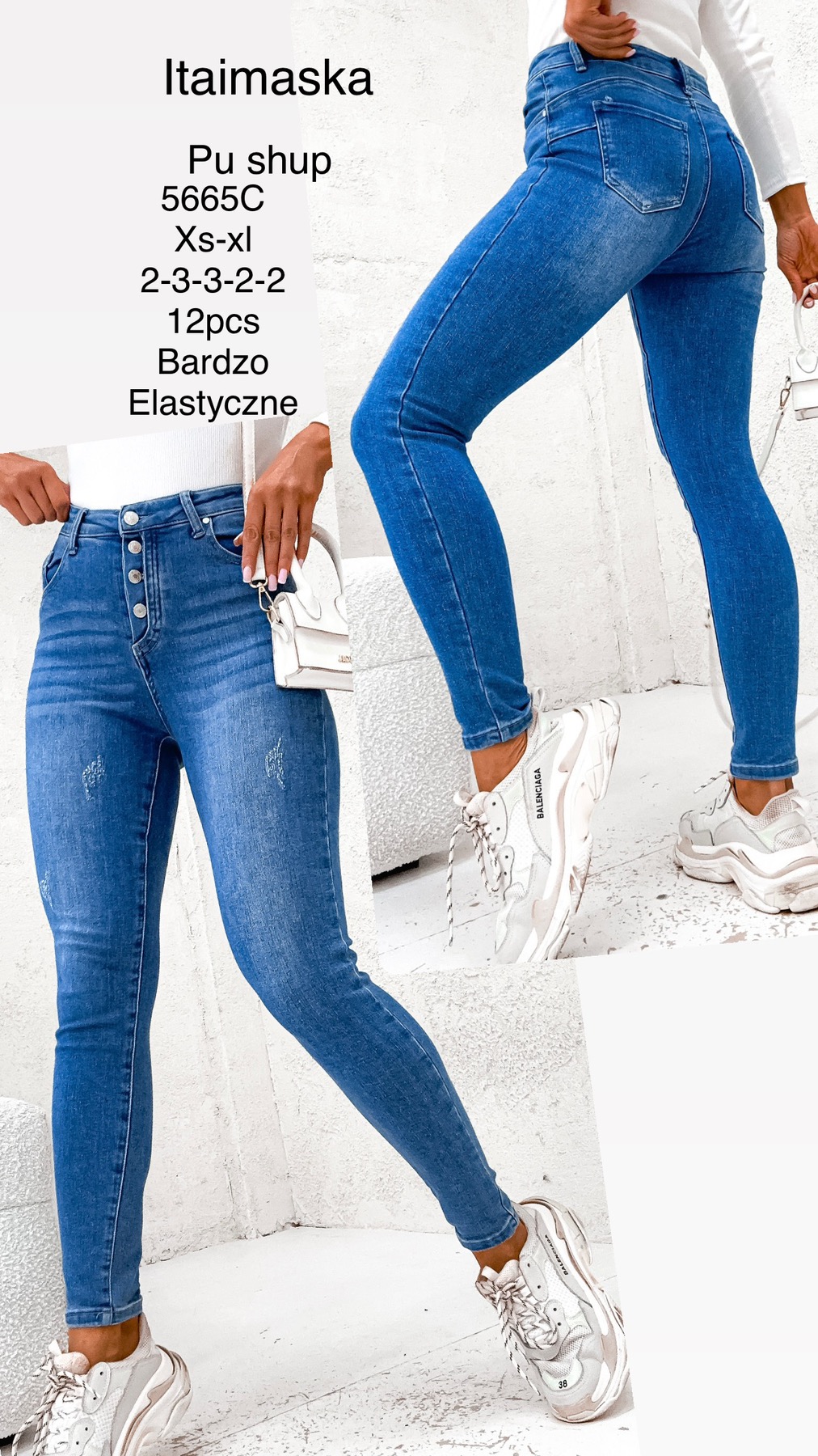 Jeansy  damskie , Size xs-xl,paczka 12szt,1kolor