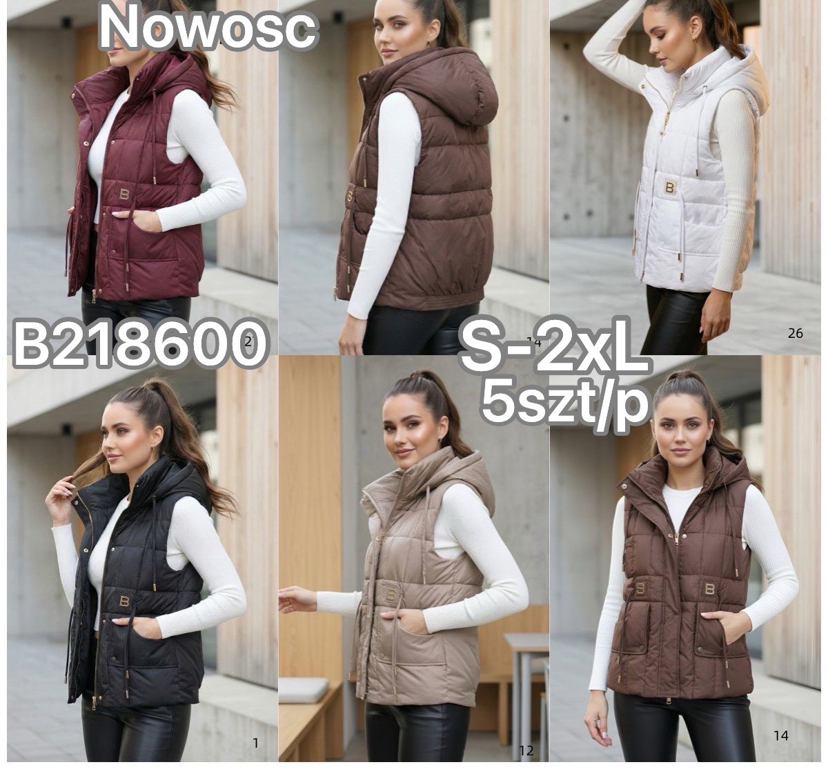 Kamizelki Damskie , Size s-2xl, paczka 5szt ,1kolor