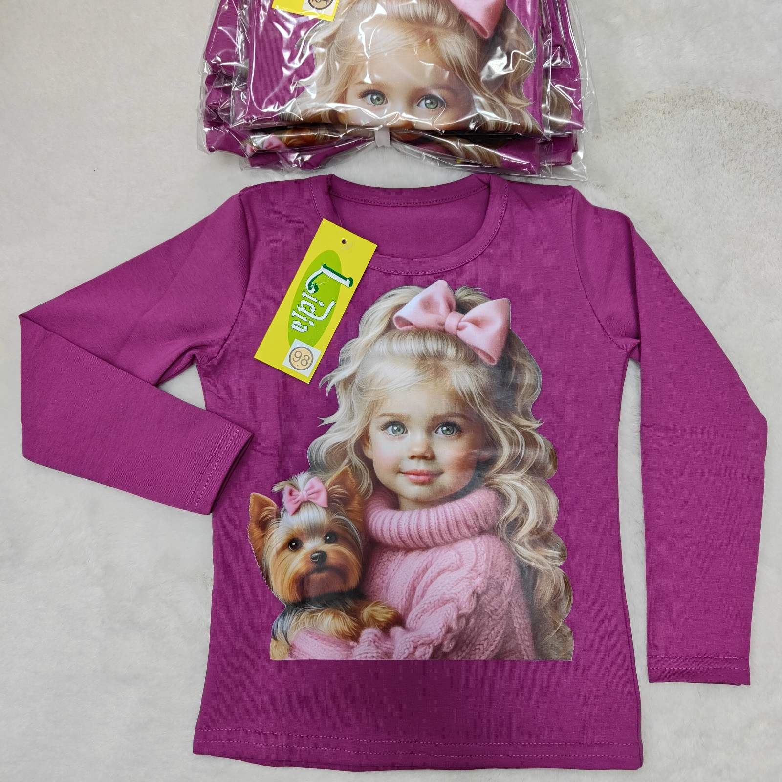 Bluzki DZIECIĘCA ,size 98-146,paczka 9szt ,1kolor