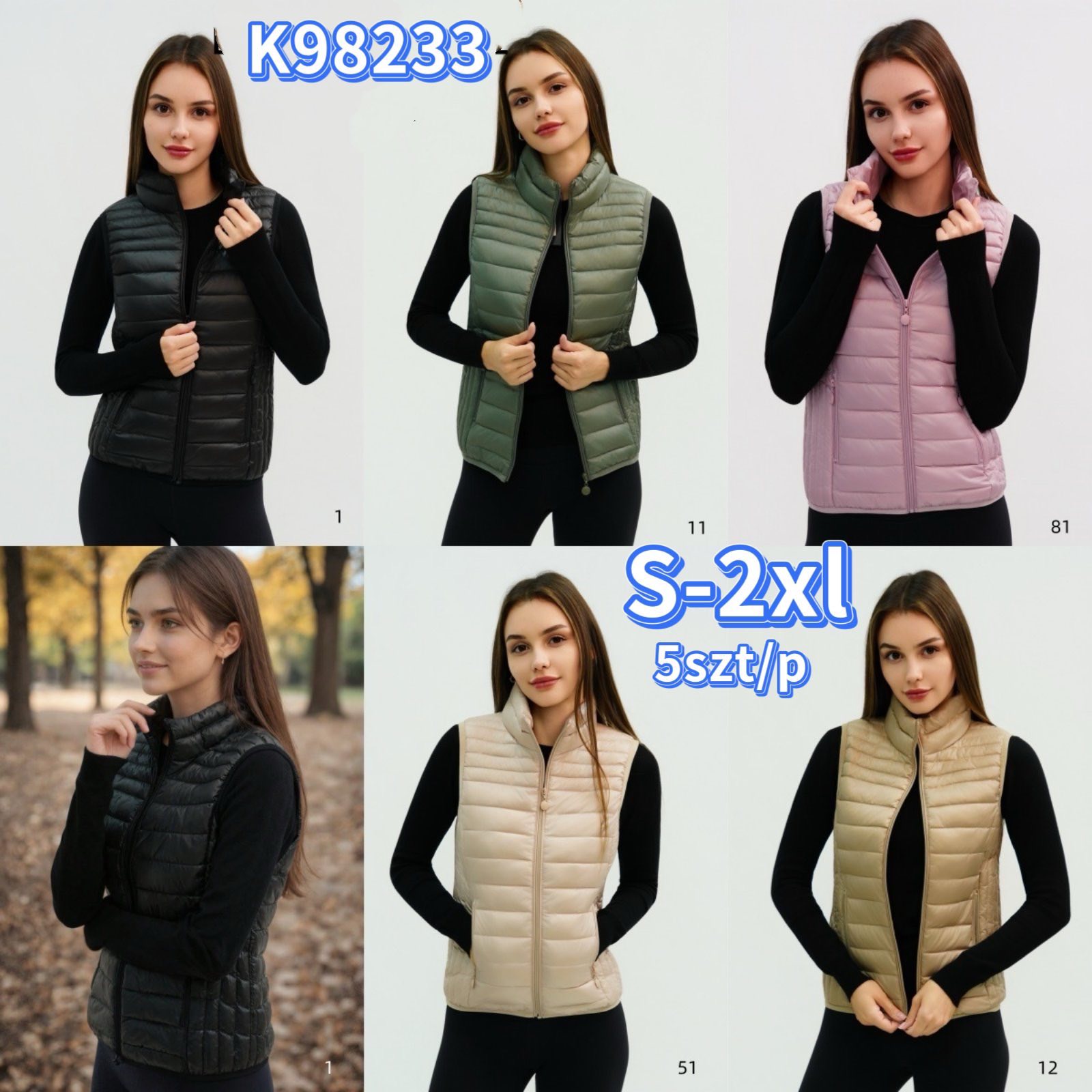 Kamizelki damskie ,size s-2xl,paczka 5szt,1kolor