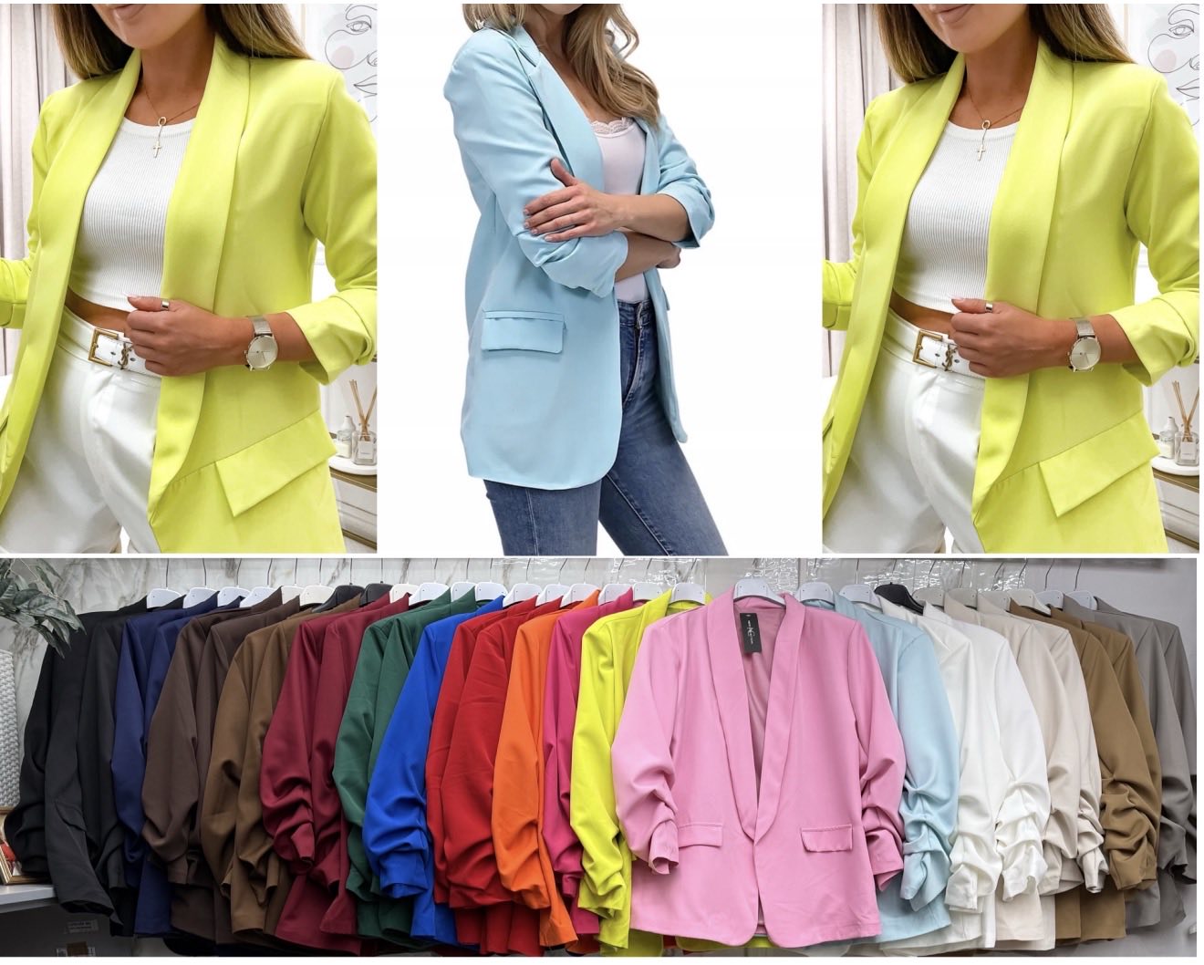 Żakiety i Marynarki  Damskie  WŁOSKA  , Size uni, paczka 6szt ,mix kolor