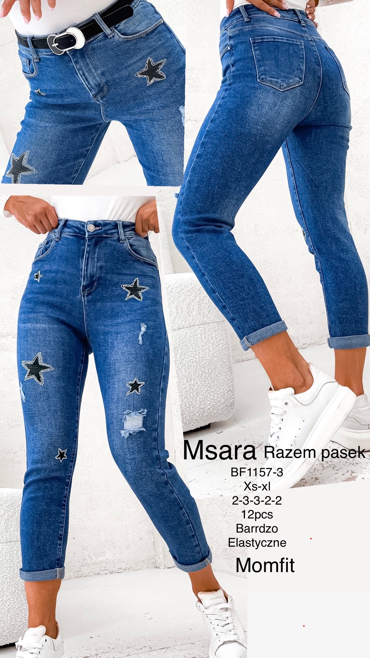 Jeansy damskie , Size xs-xl, paczka 12szt,1kolor