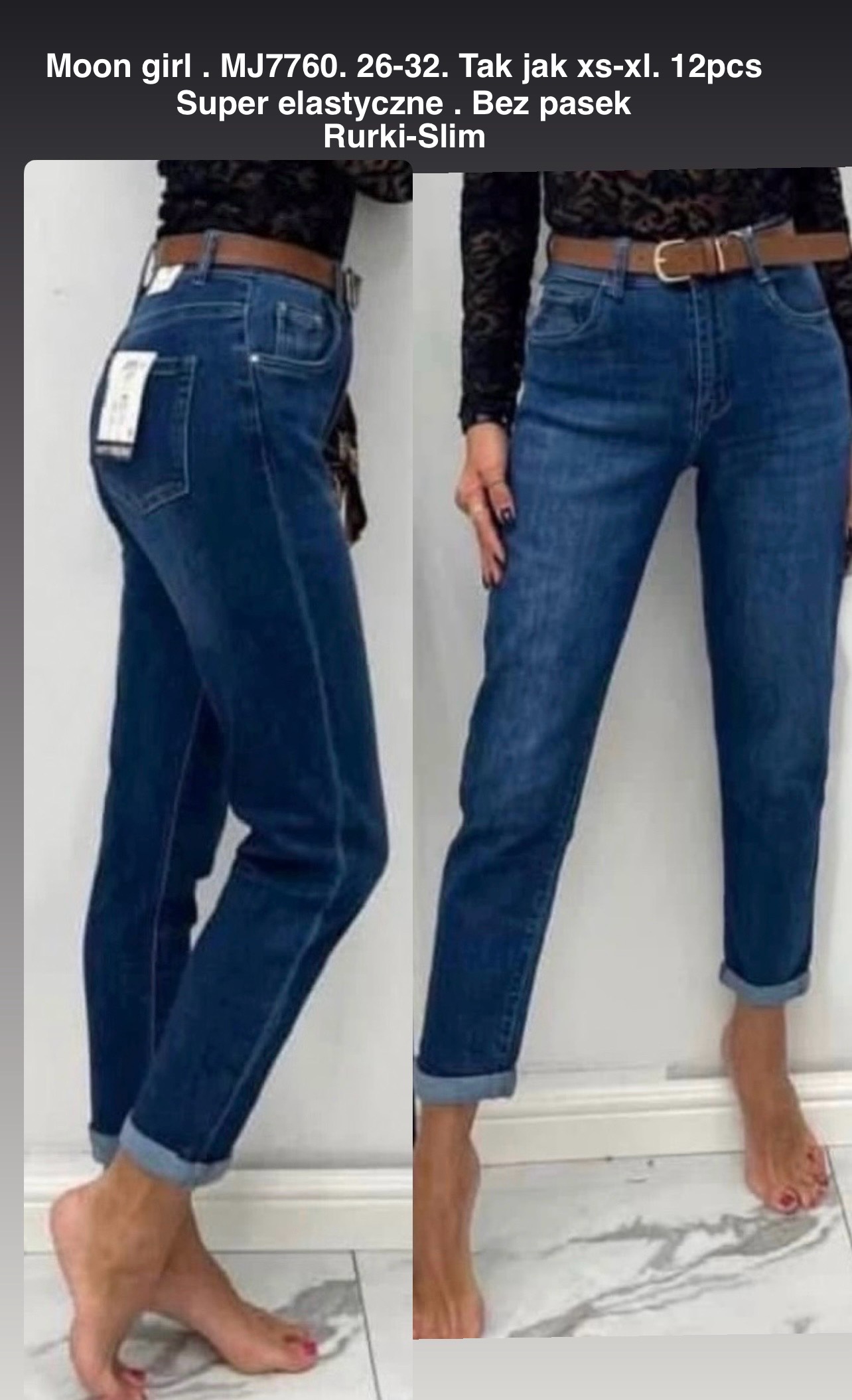 Jeansy damskie , Size xs-xl, paczka 12szt,1kolor