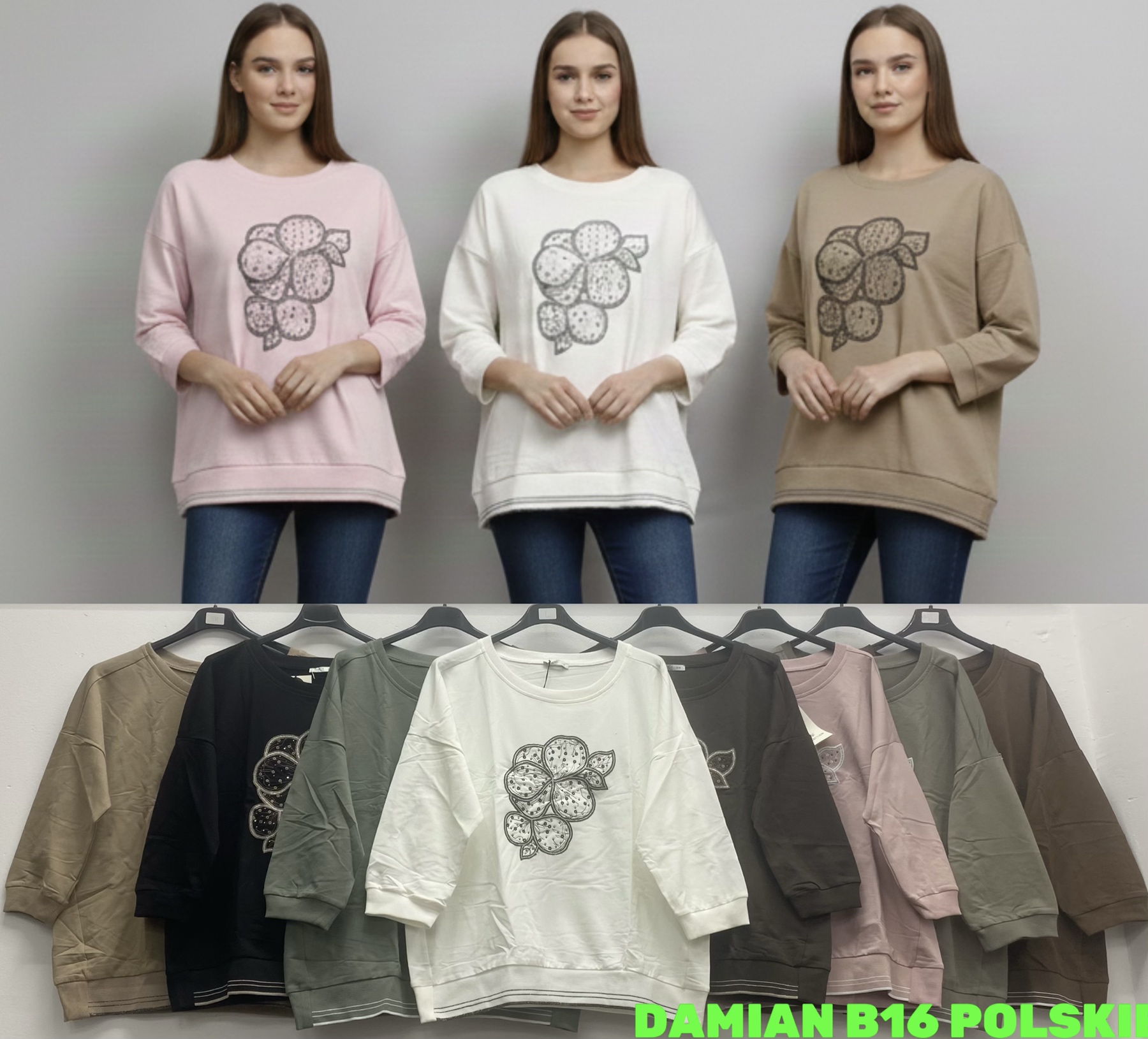 Bluzy Damskie, Size uni, paczka 6szt ,mix kolor