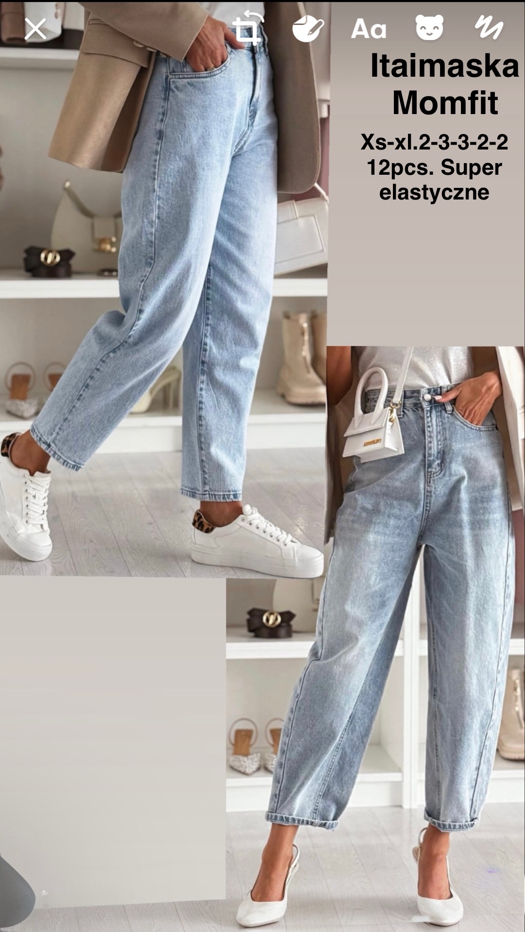 Jeansy damskie , Size xs-xl, paczka 12szt,1kolor