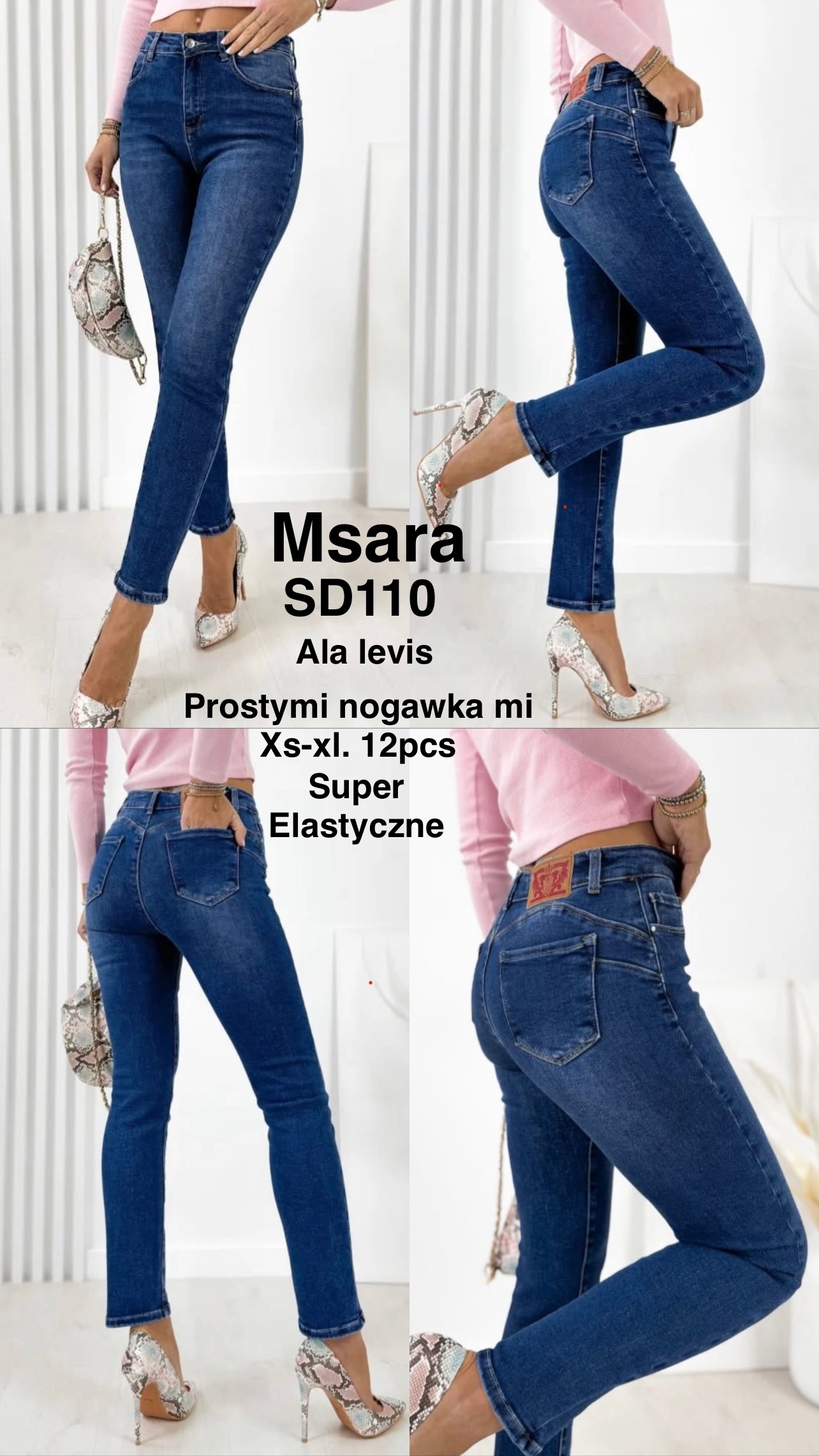Jeansy damskie , Size xs-xl,paczka 12szt,1kolor