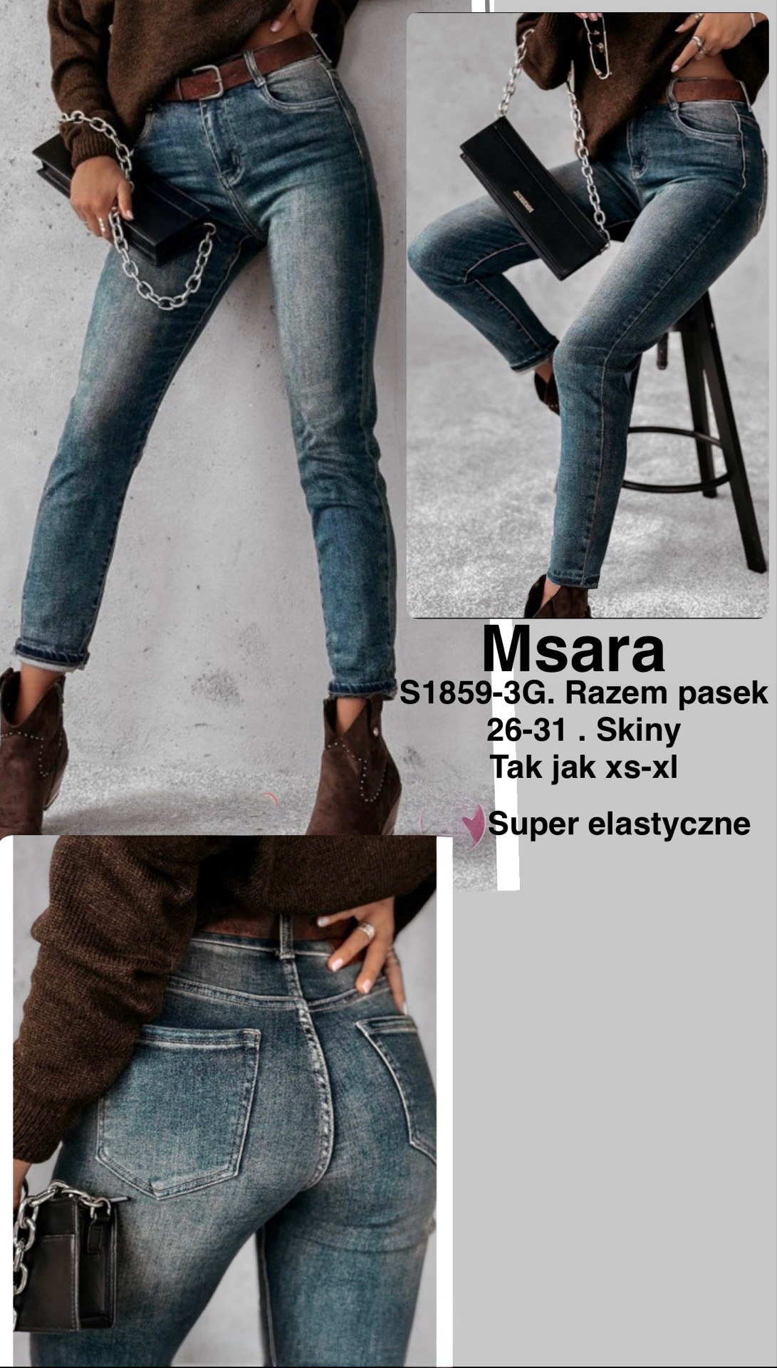 Jeansy damskie , Size xs-xl ,paczka 10szt,1kolor