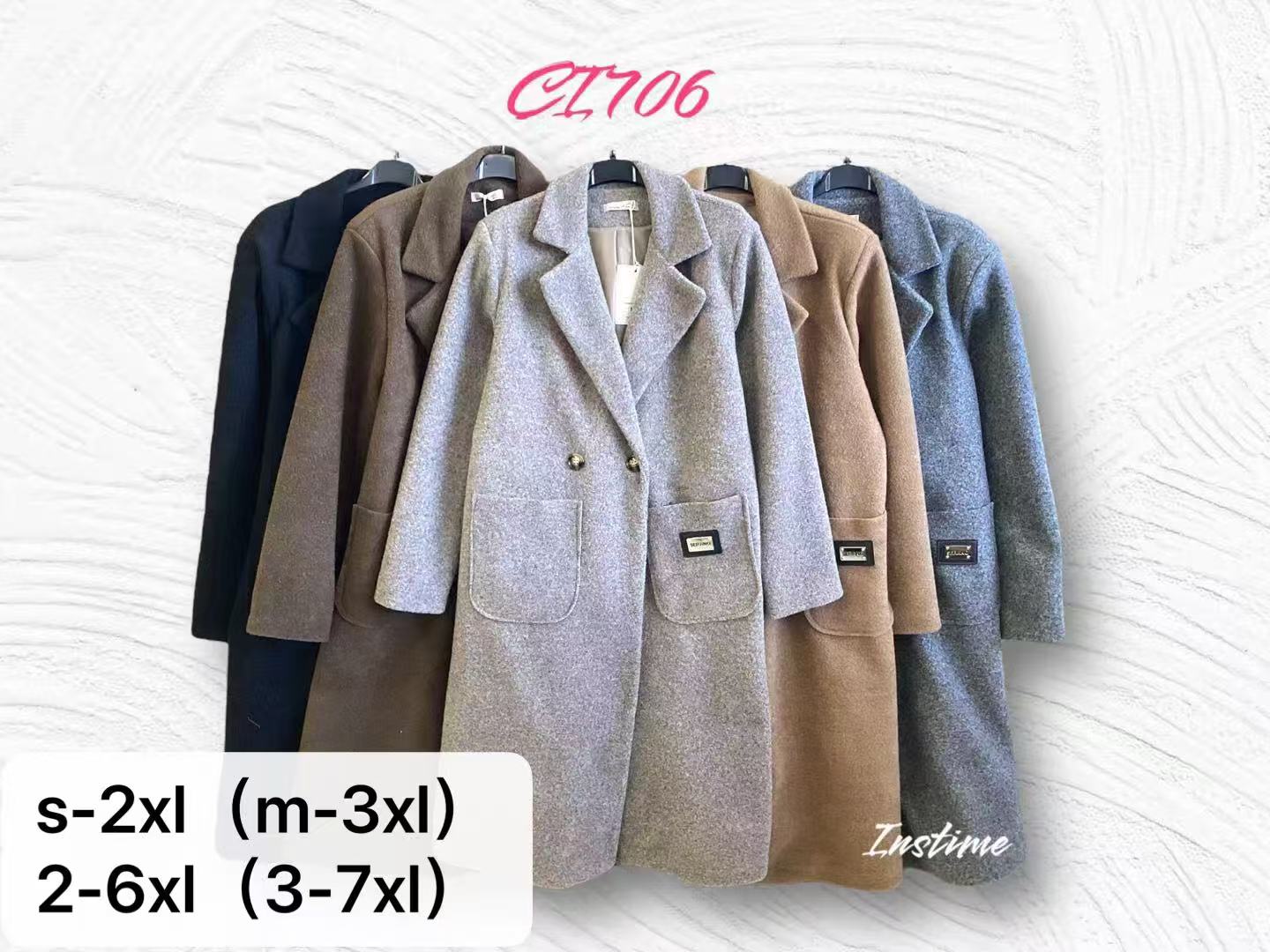 Płaszcz Damskie wloskie, Size 2xl-6xl, paczka 5szt ,1kolor