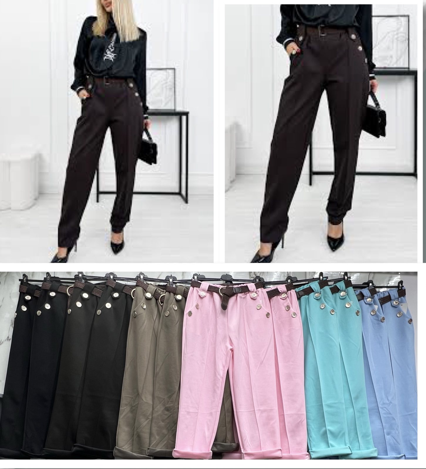 Spodnie Damskie  WŁOSKA  , Size uni, paczka 6szt ,mix kolor