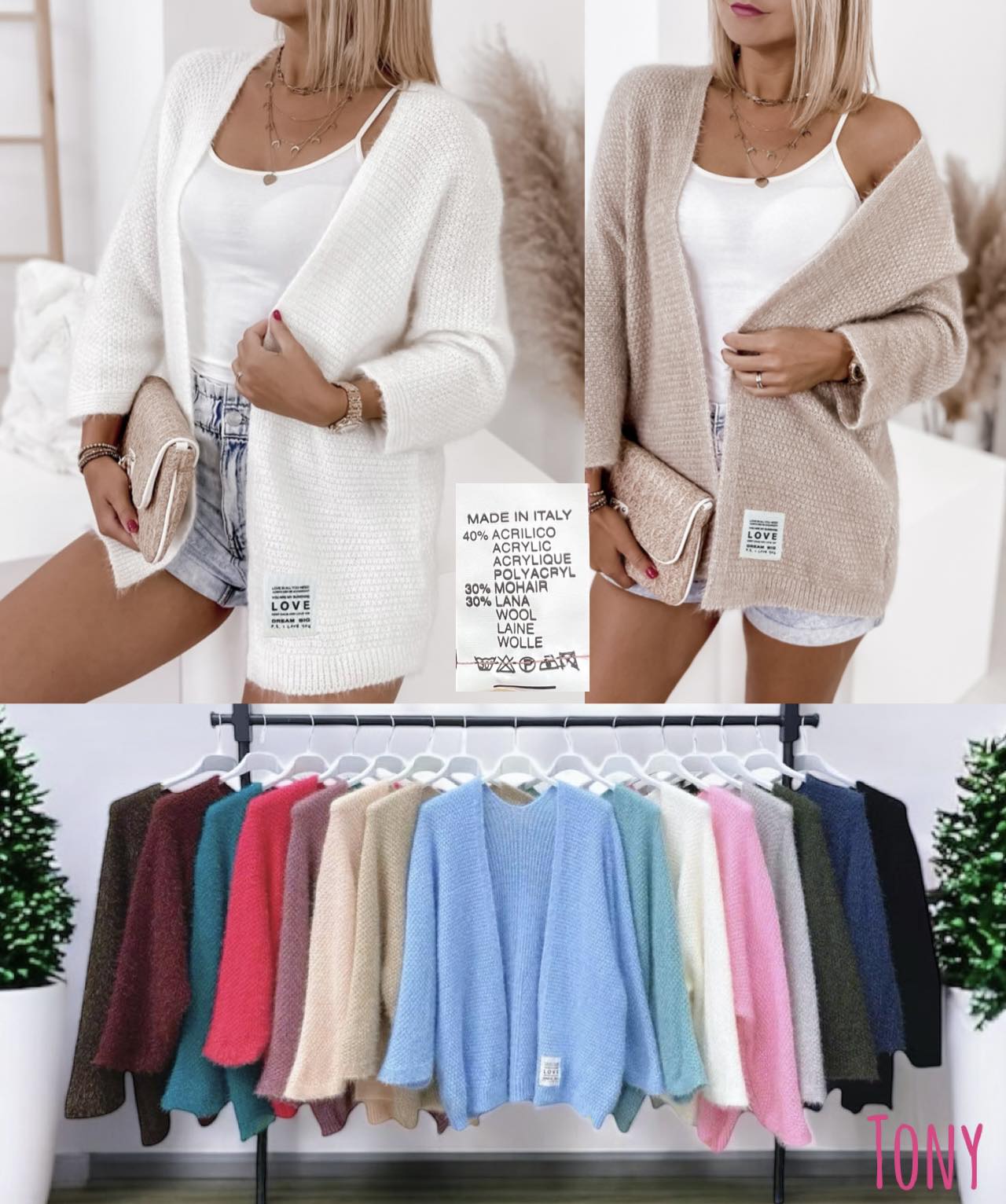 Swetry Damskie  WŁOSKA  , Size uni, paczka 6szt ,mix kolor