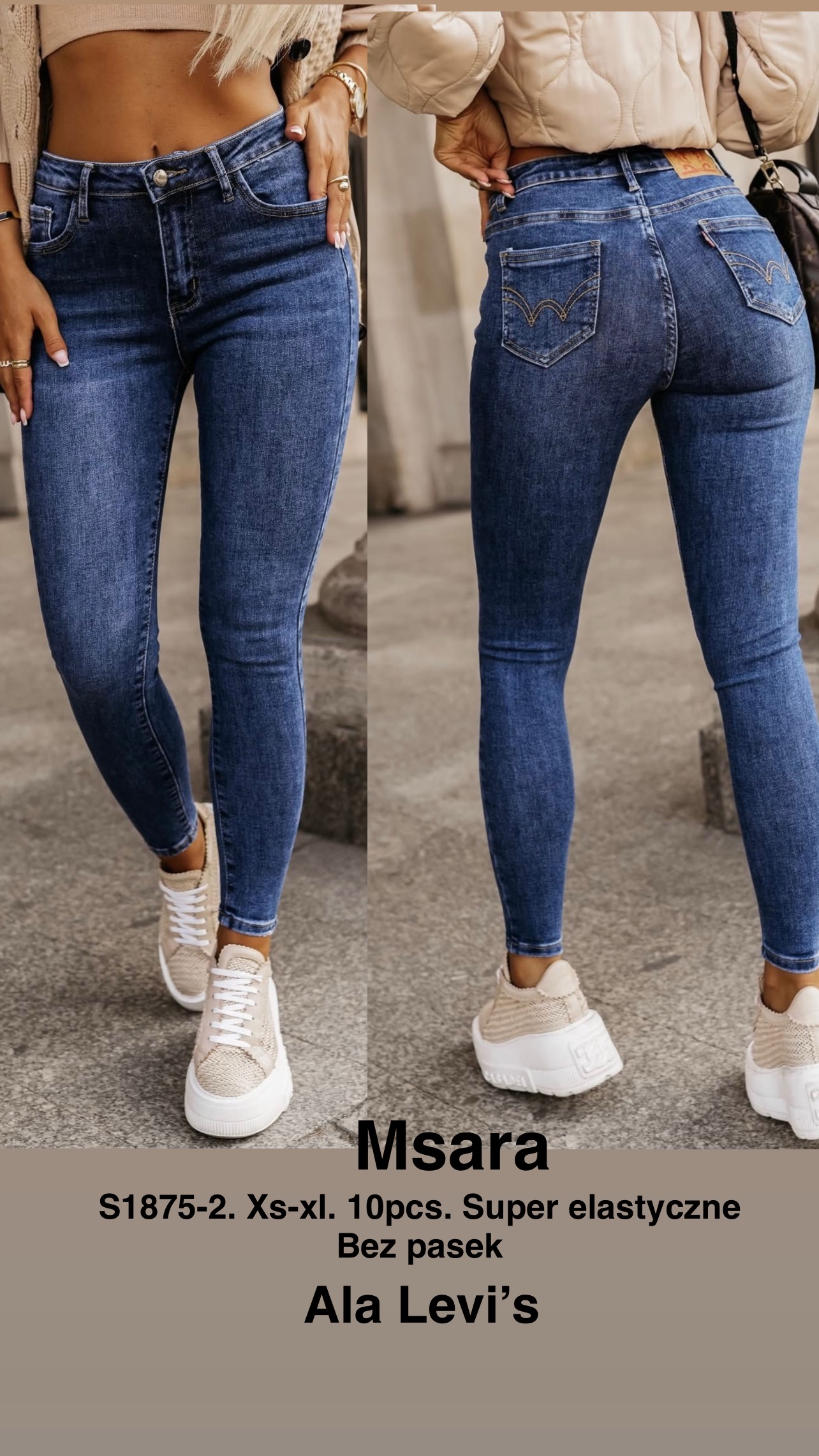 Jeansy damskie , Size xs-xl ,paczka 10szt,1kolor