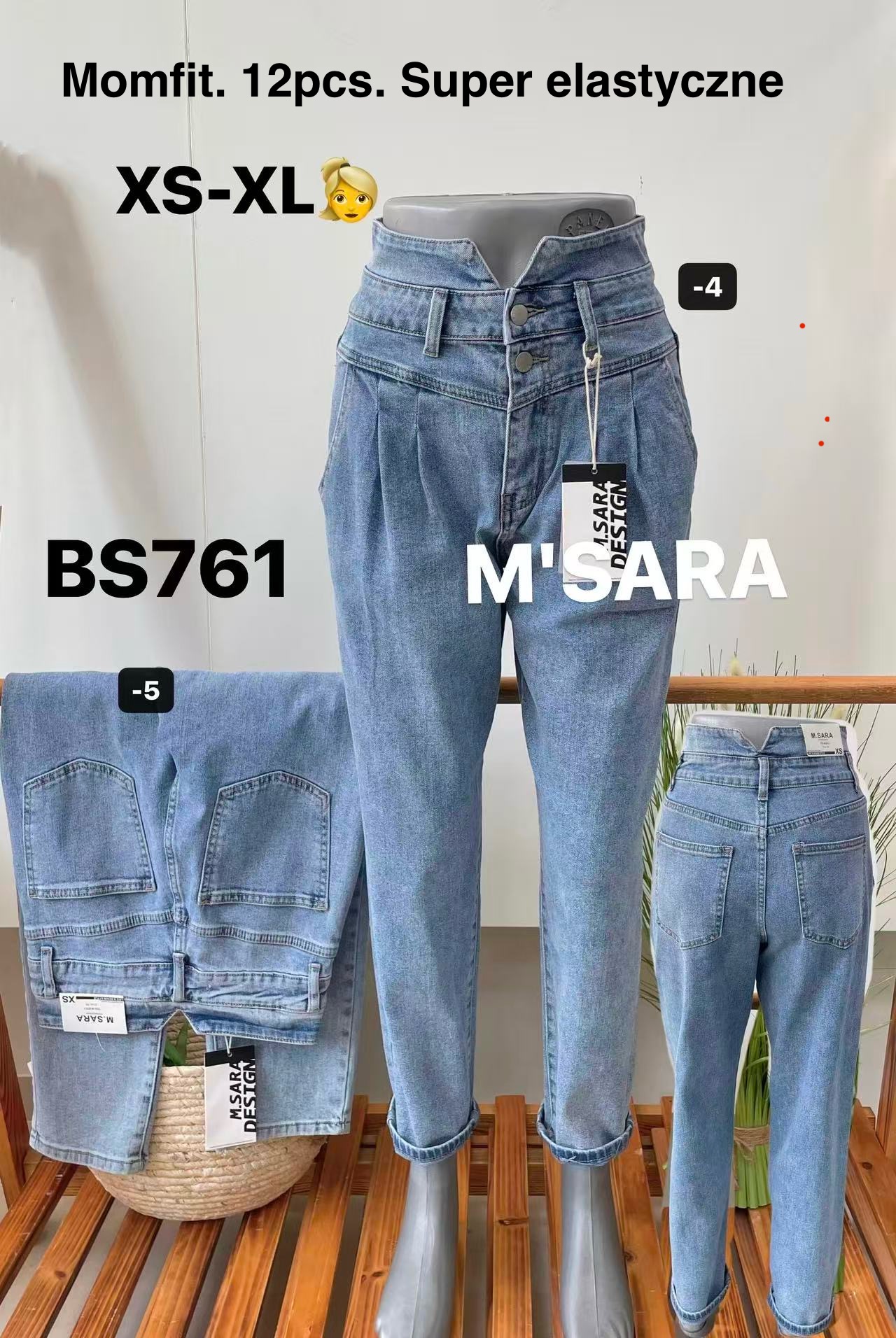 Jeansy damskie , Size xs-xl, paczka 12szt,1kolor