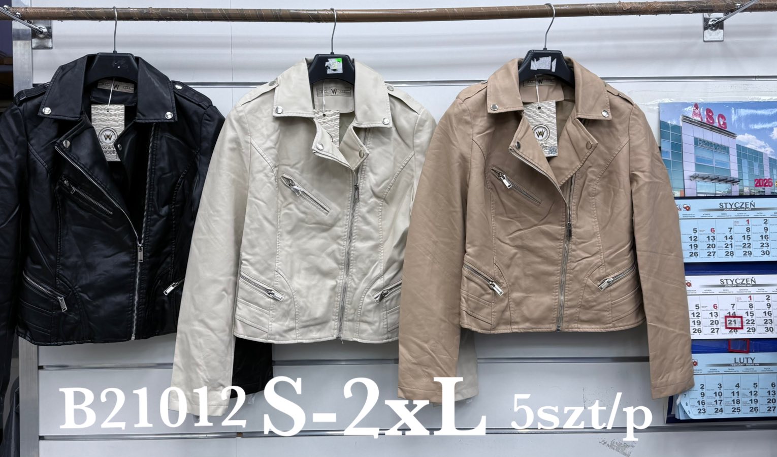 Kurtki skórzane Damskie , Size s-2xl, paczka 5szt ,1kolor