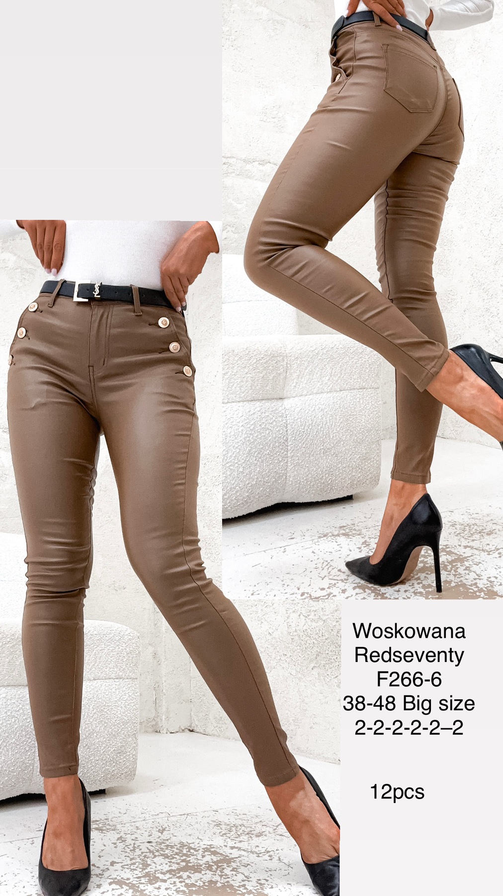 Spodnie skórzane damskie , Size 38-48,paczka 12szt,1kolor