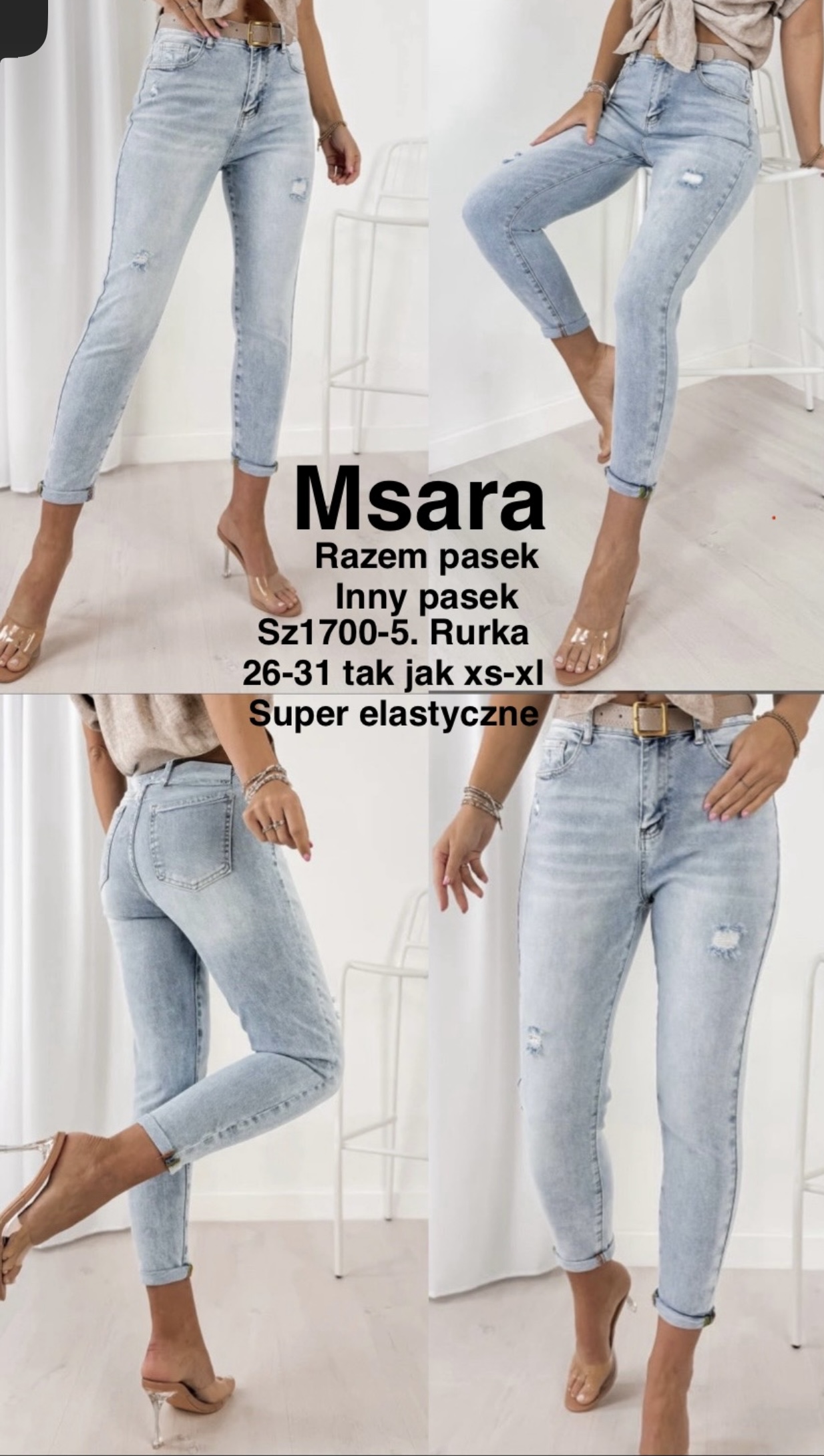 Jeansy damskie , Size xs-xl,paczka 10szt,1kolor