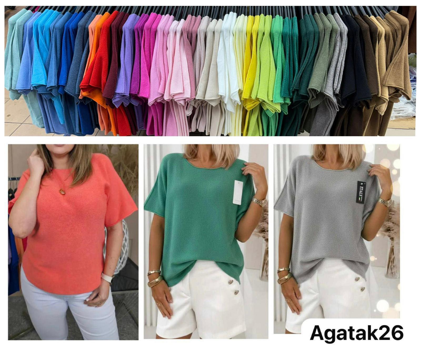 Swetry Damskie  WŁOSKA  , Size uni, paczka 6szt ,mix kolor