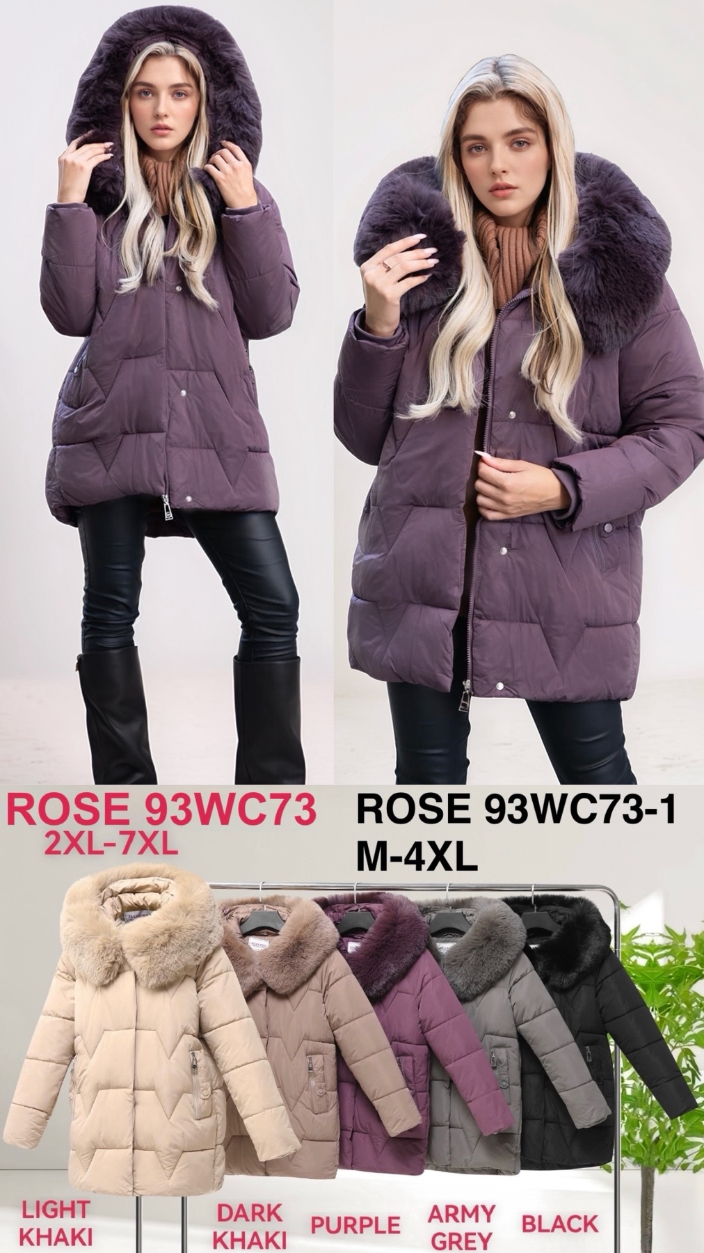 Kurtki Damskie , Size 2xl-7xl, paczka 6szt ,1 kolor
