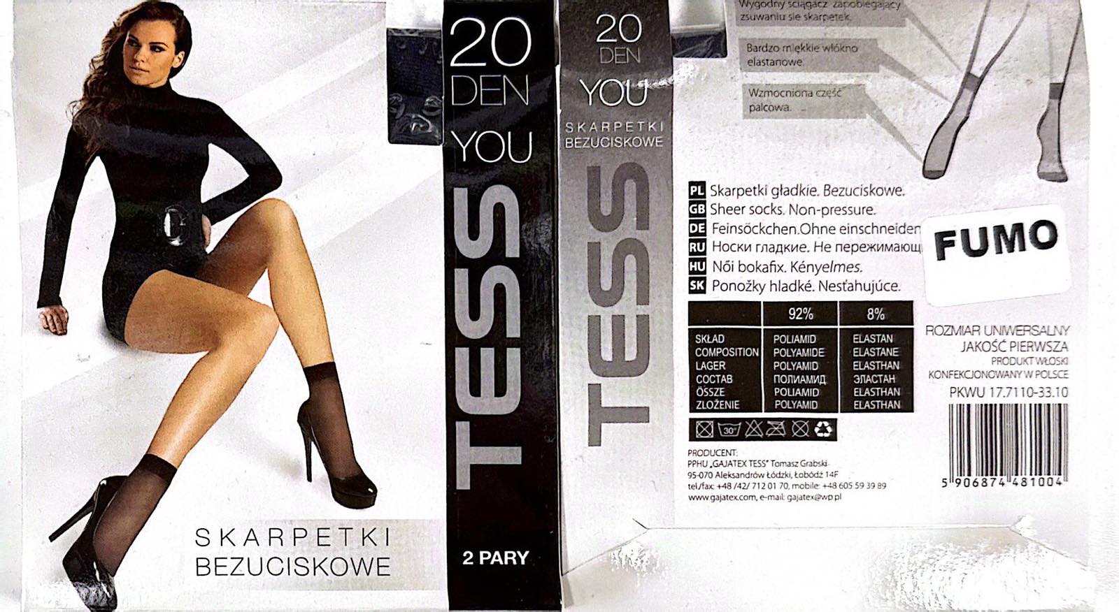 Skarpetki 20 Den FUMO damskie,paczka 12