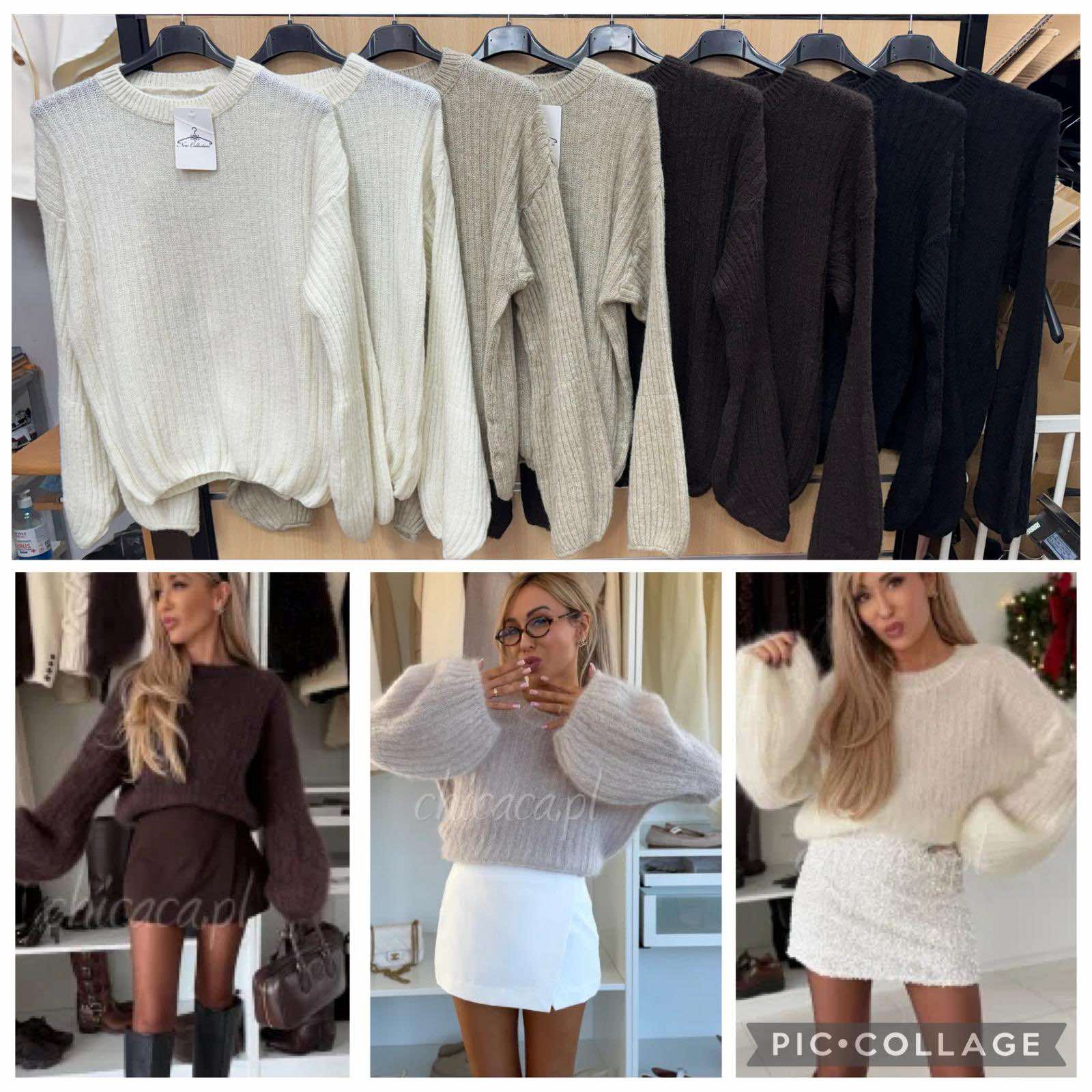 Swetry  Damskie  WŁOSKA  , Size uni, paczka 6szt ,mix kolor