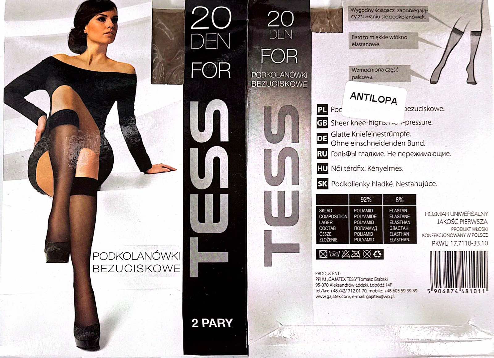 Podkolanówki 20 Den ANTILOPA damskie,paczka 12