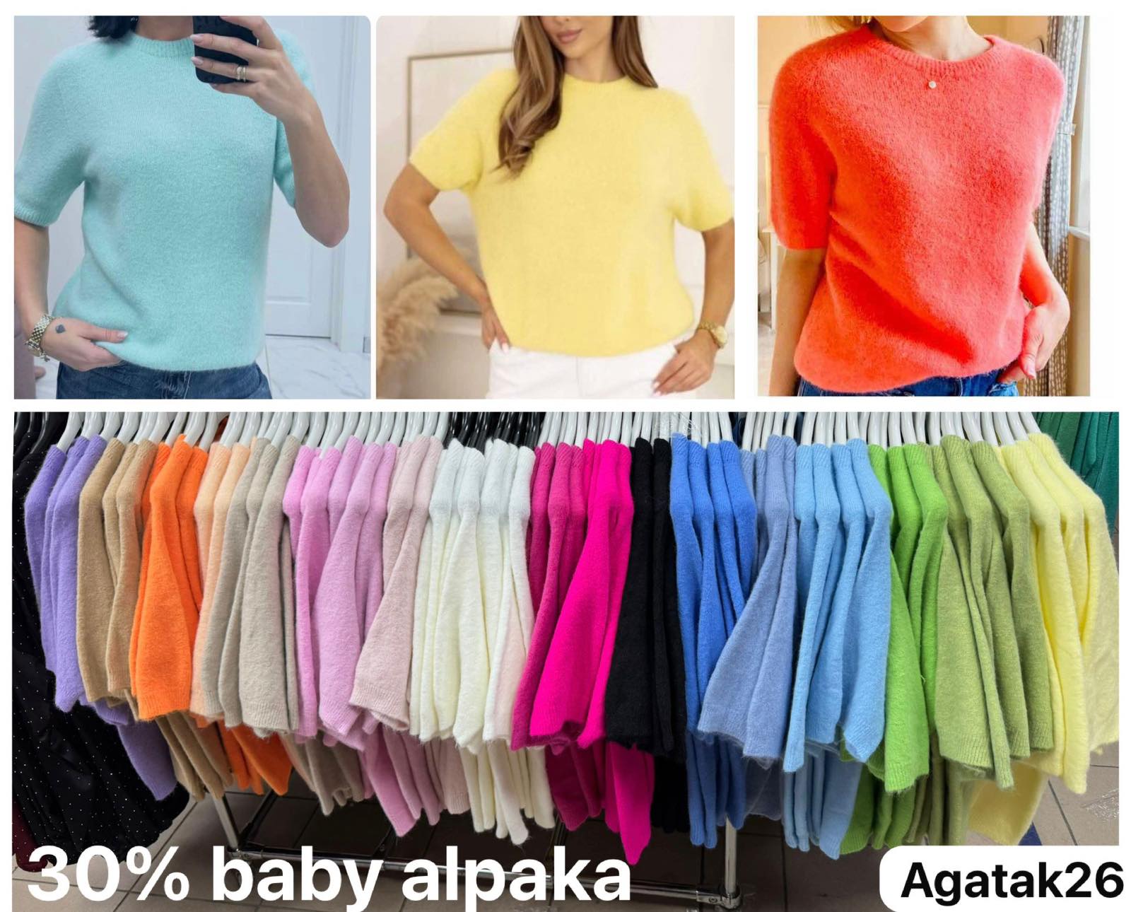 Swetry  Damskie  WŁOSKA  , Size uni, paczka 6szt ,mix kolor