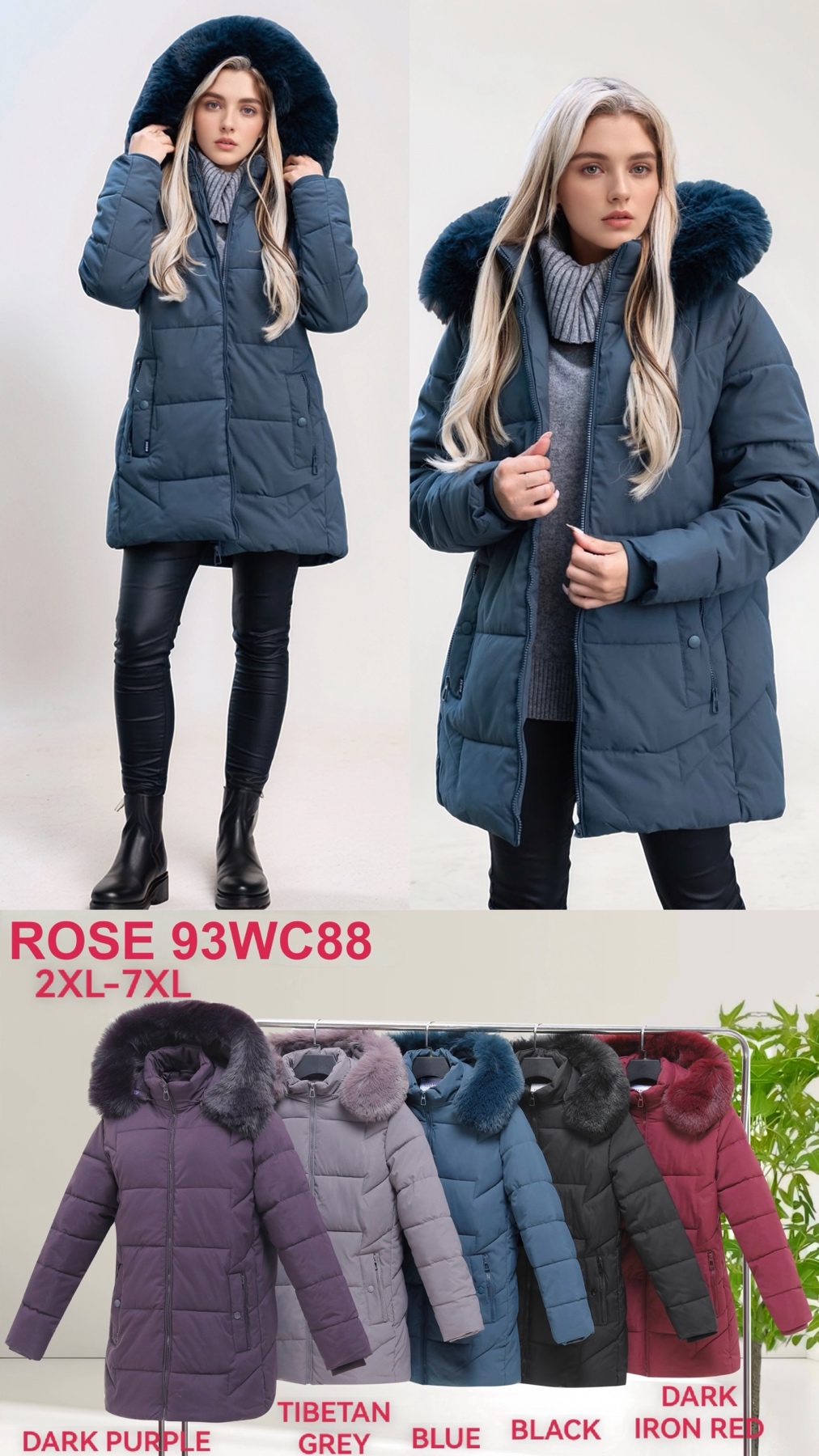 Kurtki Damskie , Size 2xl-7xl, paczka 6szt ,1 kolor