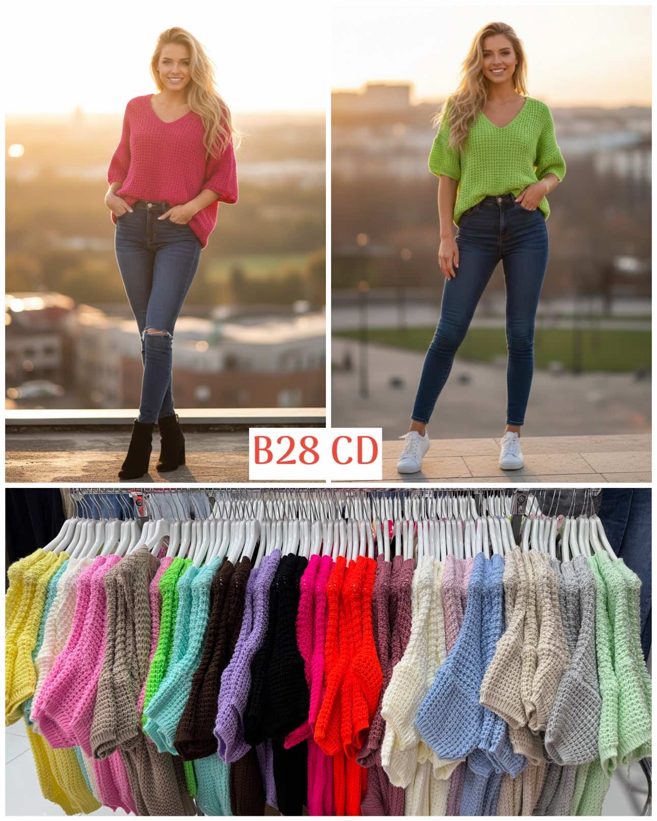 Swetry Damskie  WŁOSKA  , Size uni, paczka 6szt ,mix kolor