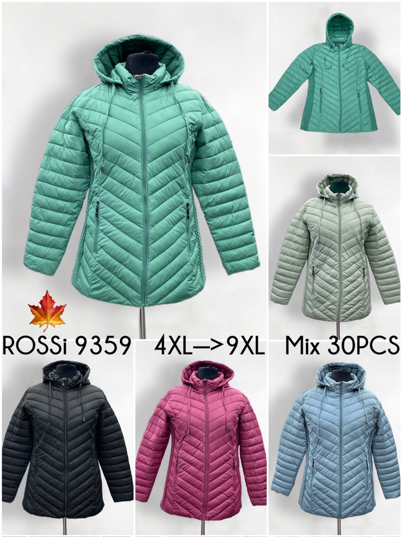 Kurtki Damskie , Size 4xl-9xl, paczka 6szt ,1 kolor