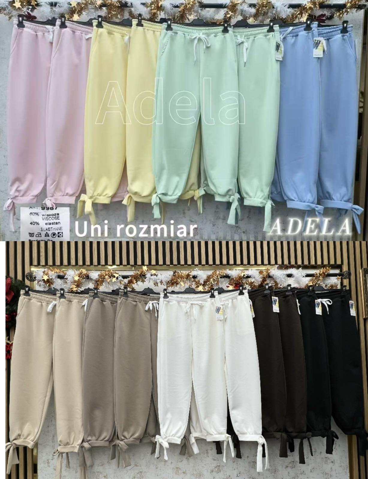 Spodnie Damskie wloskie, Size uni, paczka 6szt ,mix kolor