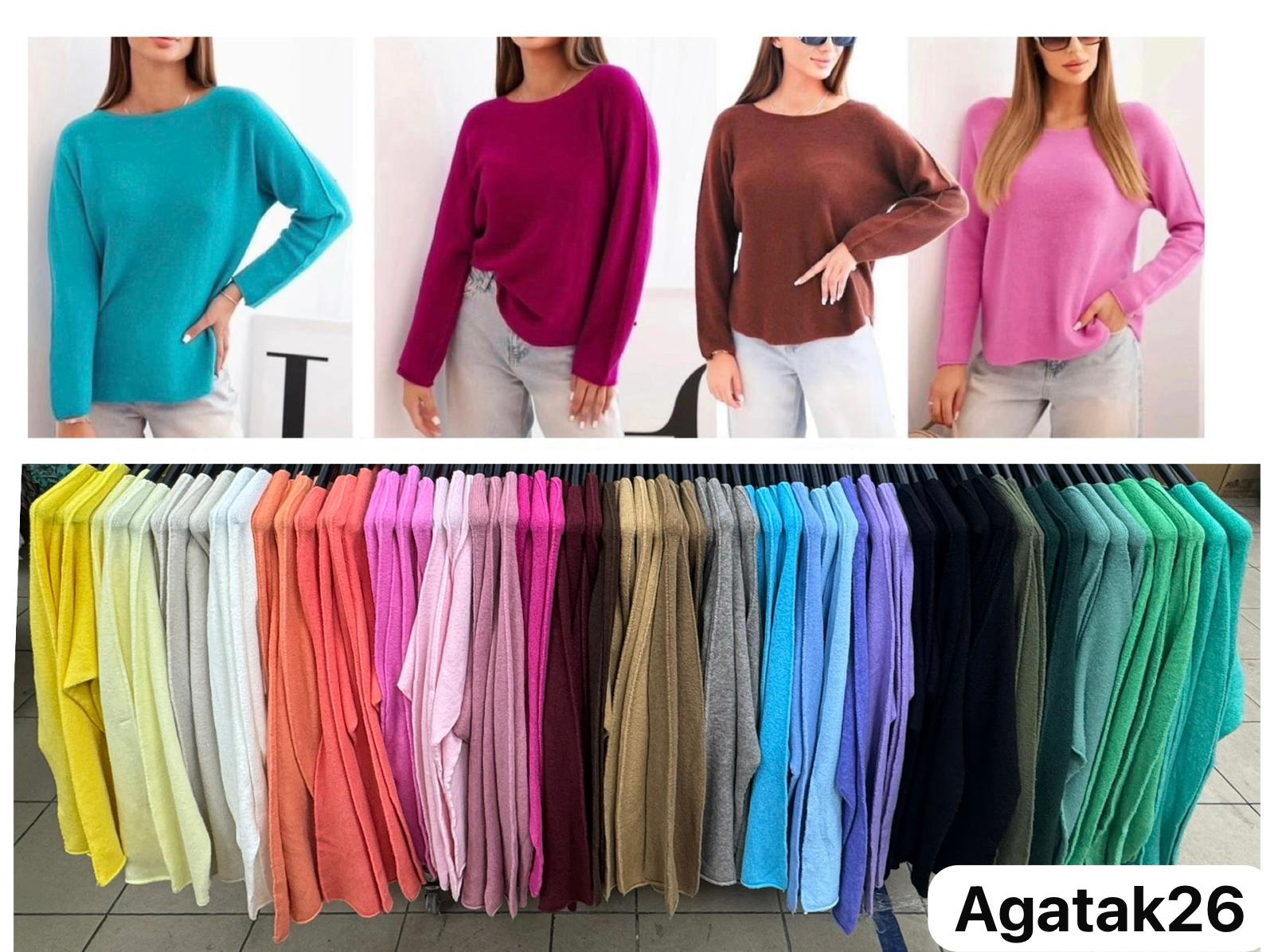 Swetry Damskie  WŁOSKA  , Size uni, paczka 6szt ,mix kolor