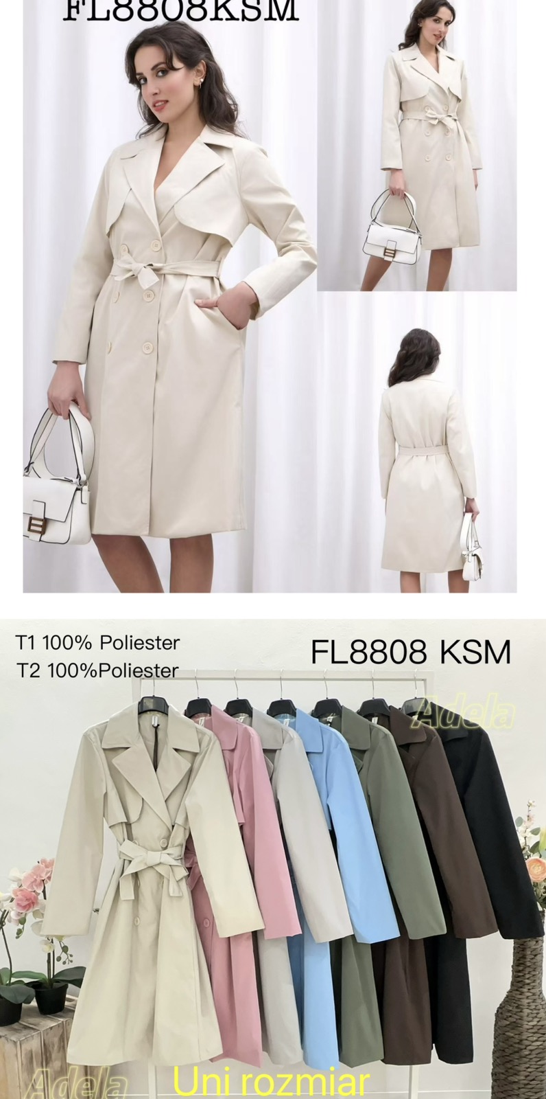 Płaszcz damskie, Size uni, paczka 6szt ,mix kolor