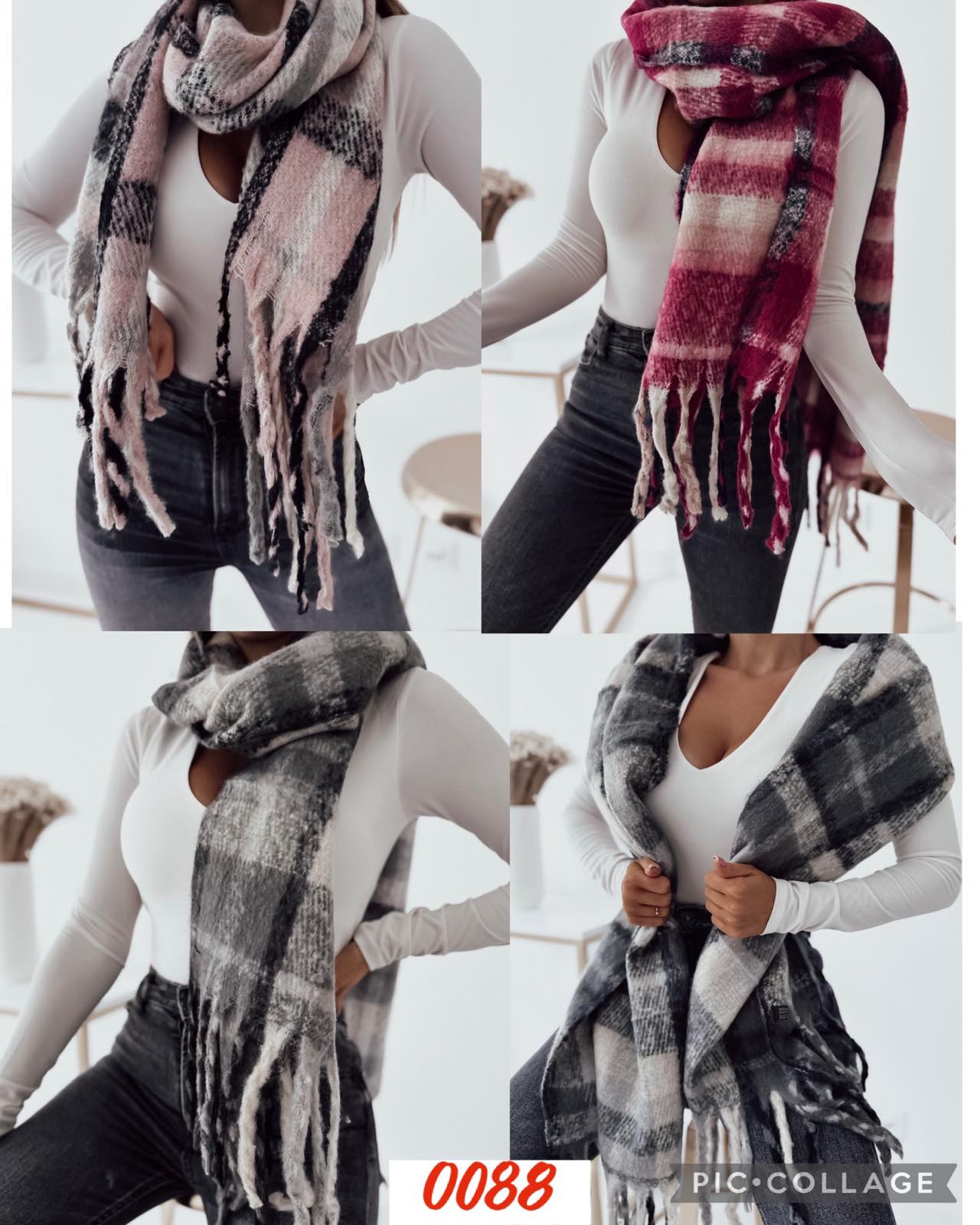 Szaliki damskie, paczka 12szt,mix kolor