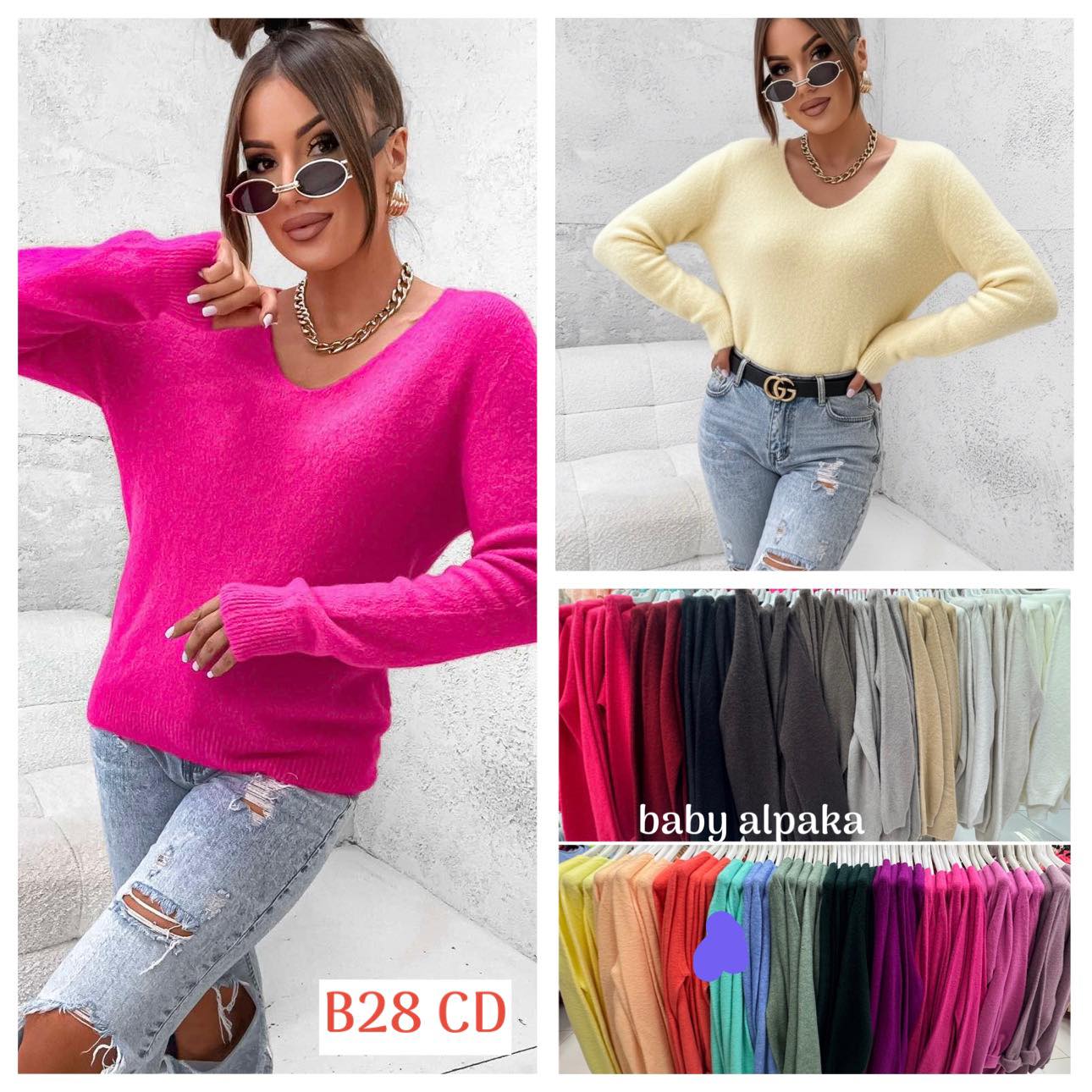 Swetry Damskie  WŁOSKA  , Size uni, paczka 6szt ,mix kolor