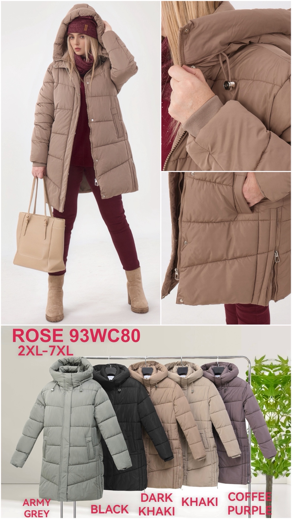 Kurtki Damskie , Size 2xl-7xl, paczka 6szt ,1 kolor