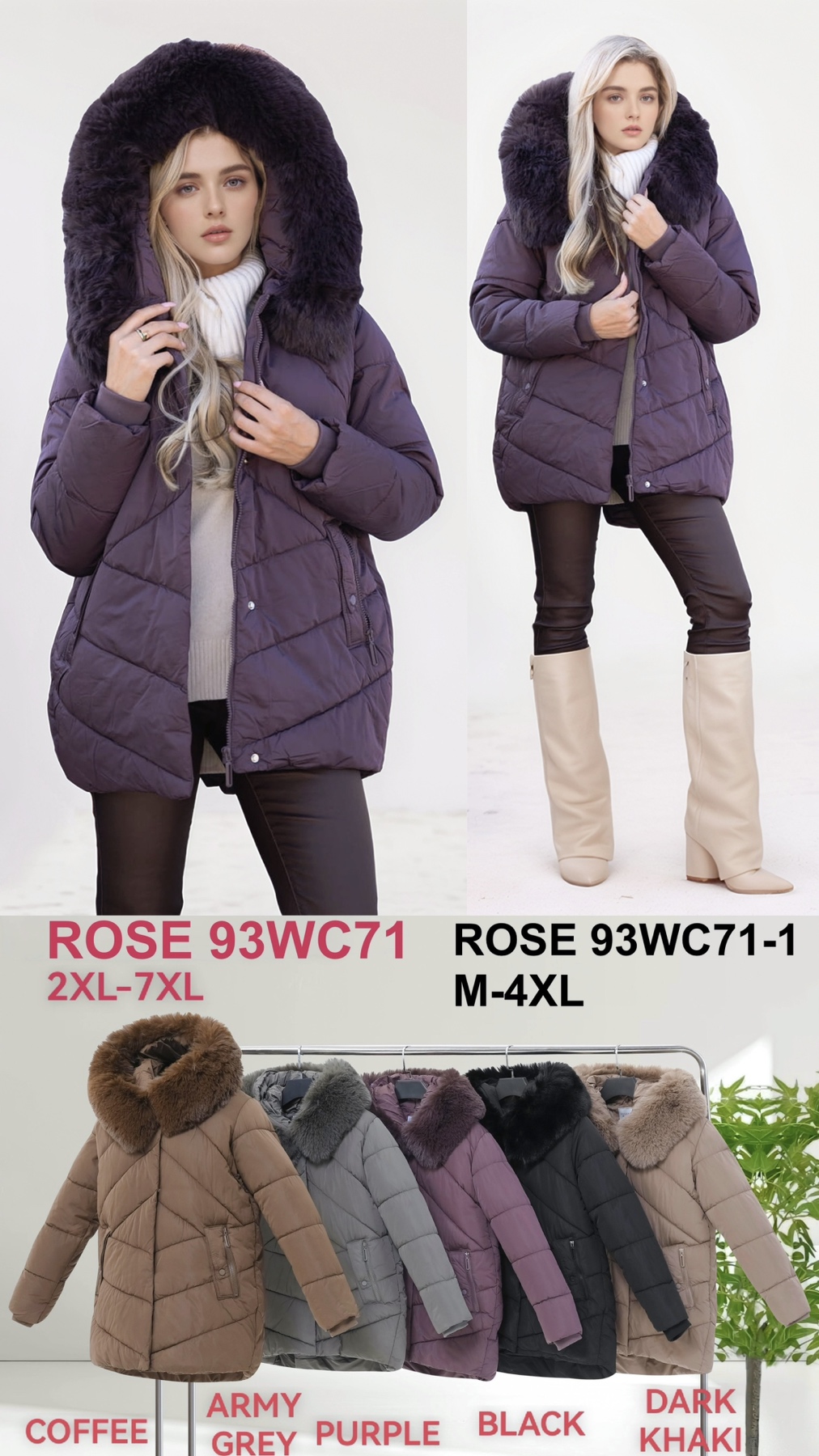 Kurtki Damskie , Size 2xl-7xl, paczka 6szt ,1 kolor