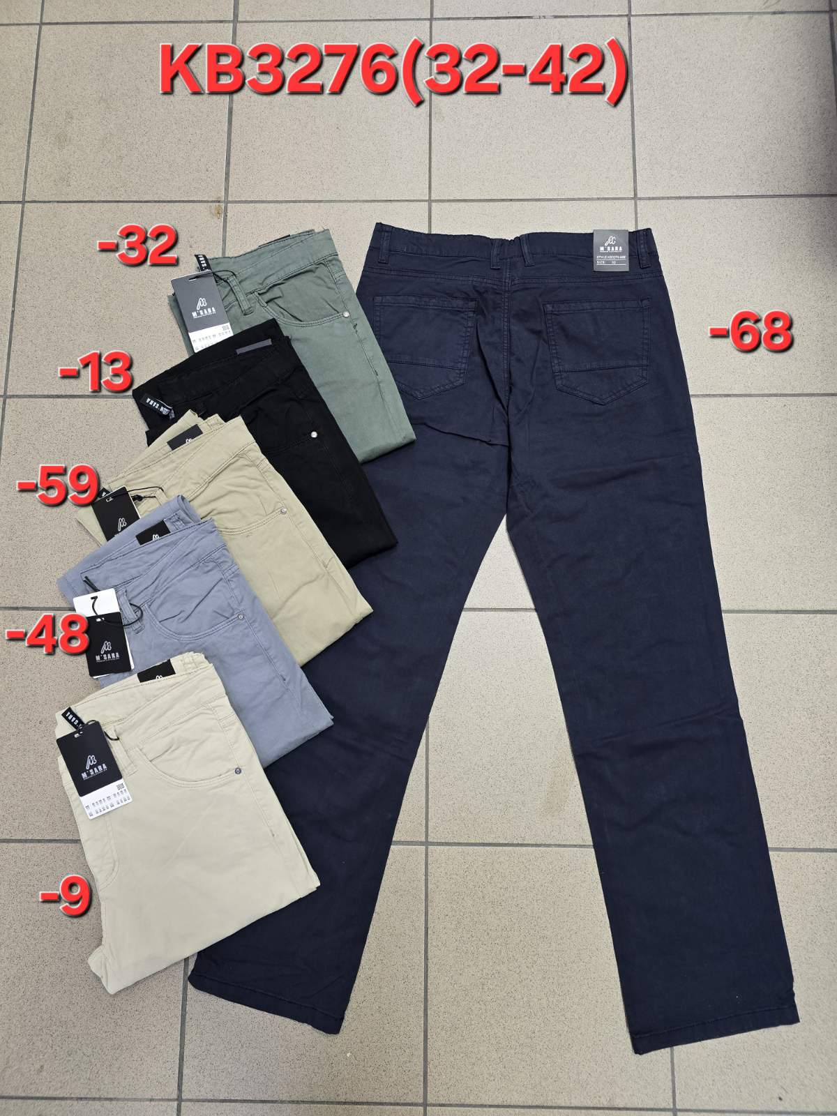 Spodnie MĘSKA , Size 32-42,paczka 12szt ,1kolor