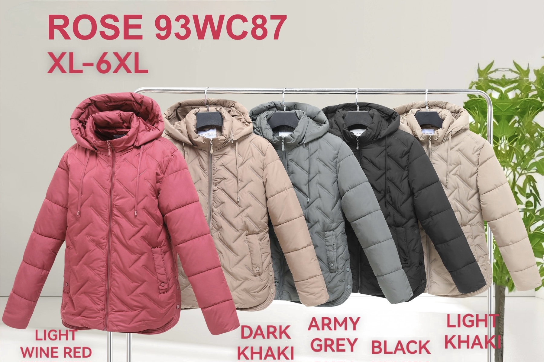 Kurtki Damskie , Size xl-6xl, paczka 6szt ,1 kolor