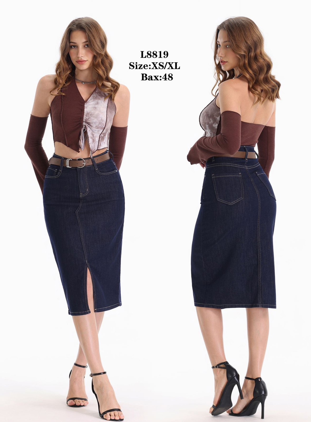 Spódnica Jeansowe damskie , Size xs-xl,paczka 12szt,1kolor