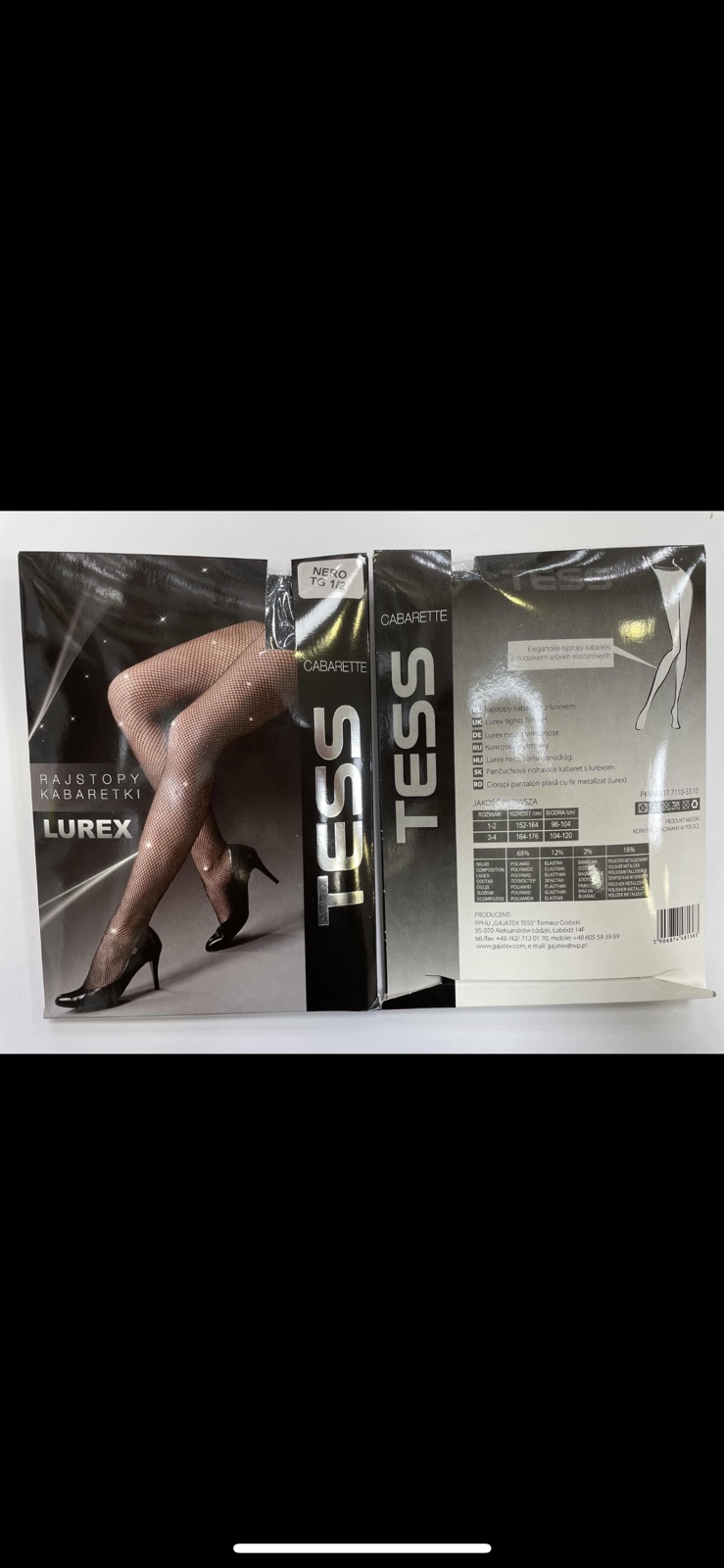 Rajstopy  kabaretki lurex Damskie , Size 1/2,3/4paczka 12szt ,1kolor