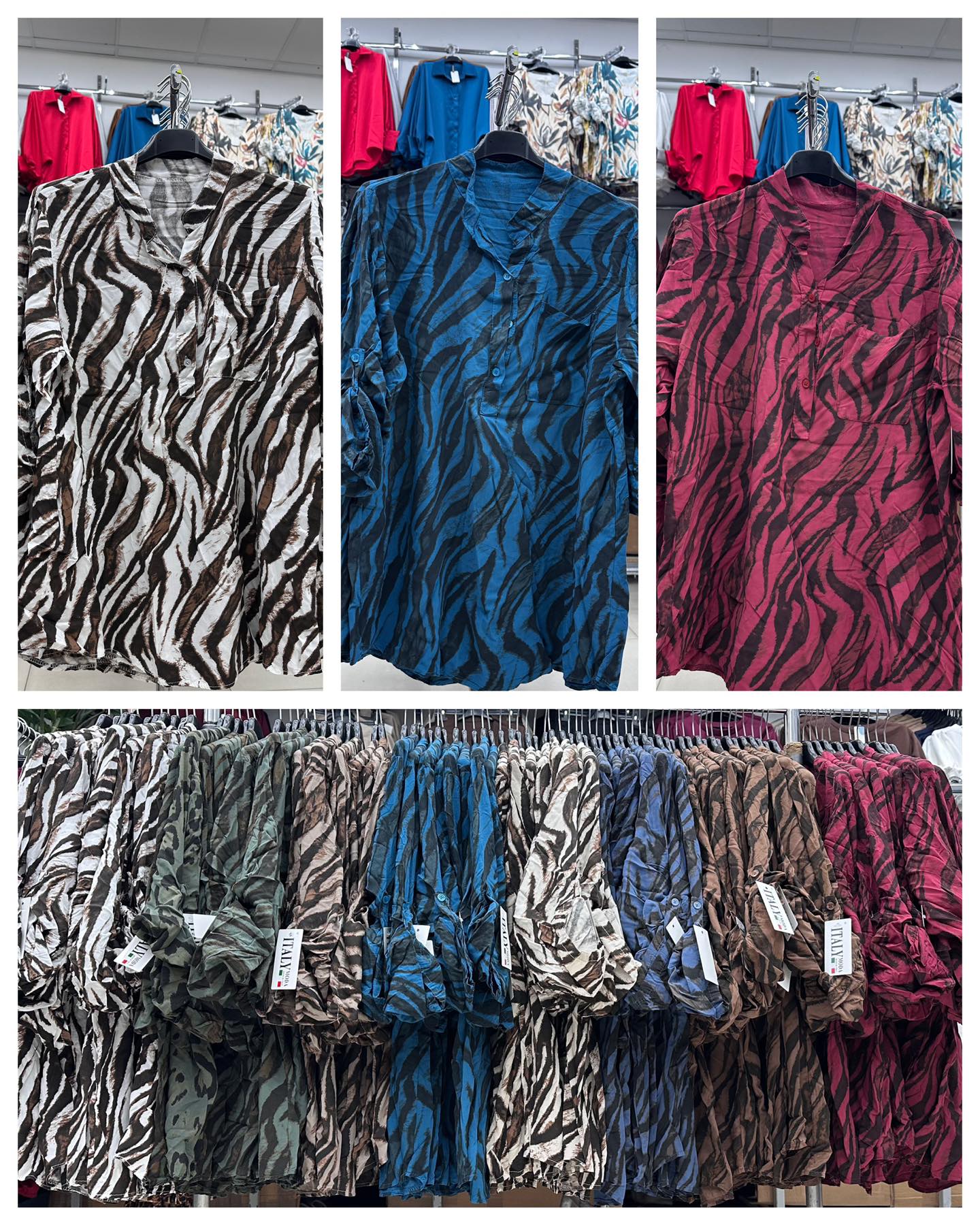 Bluzki Damskie  WŁOSKA  , Size uni, paczka 6szt ,mix kolor