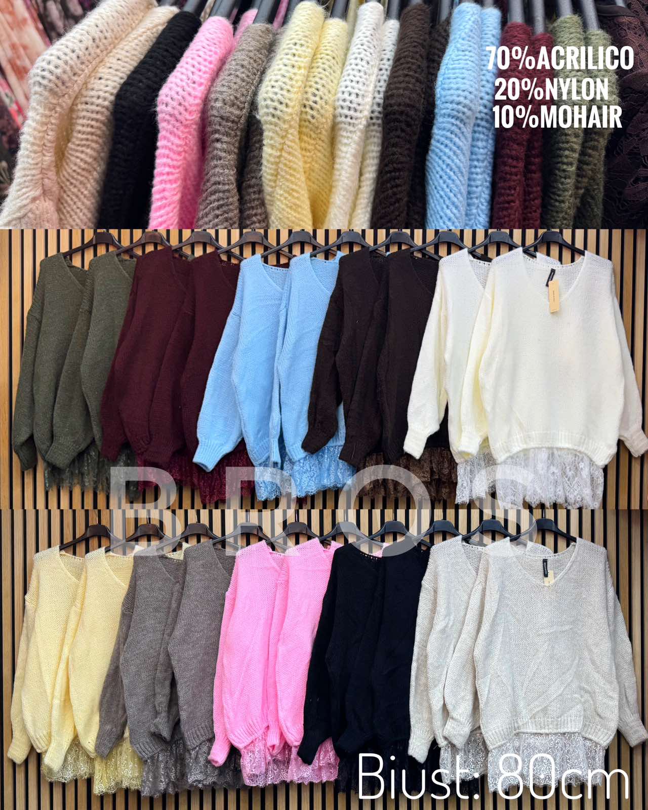 Swetry Damskie wloskie, Size uni, paczka 6szt ,mix kolor