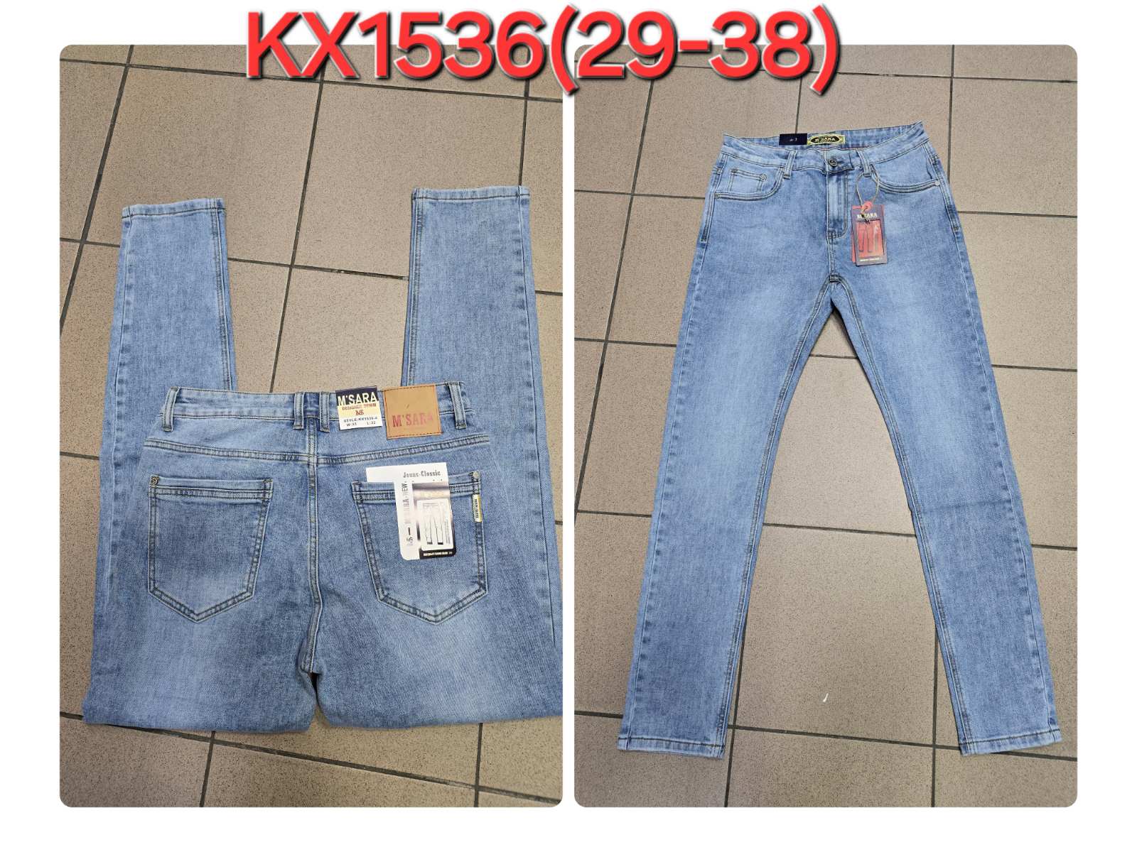 Spodnie JEANSOWE MĘSKA , Size 29-38, paczka 12szt ,1kolor