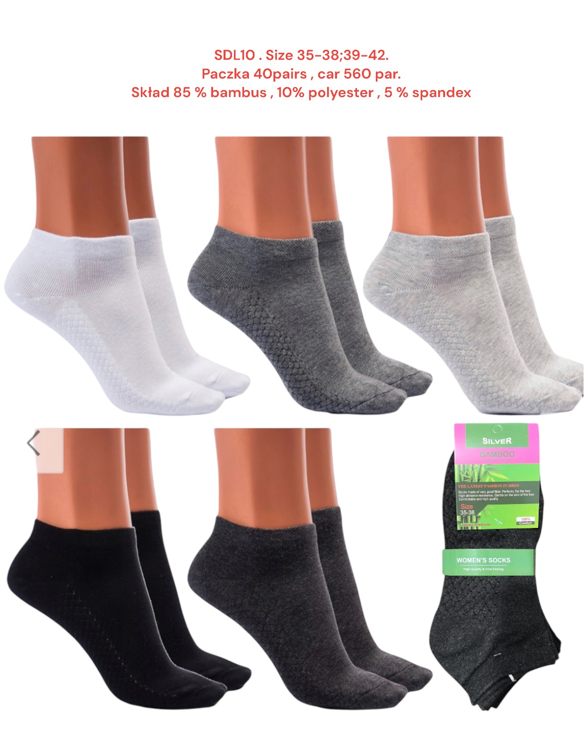 stopkie damskie.size: 35-42, (40par/paczka)
