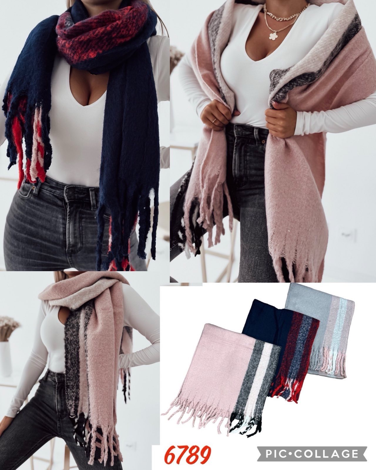 Szaliki damskie, paczka 12szt,mix kolor