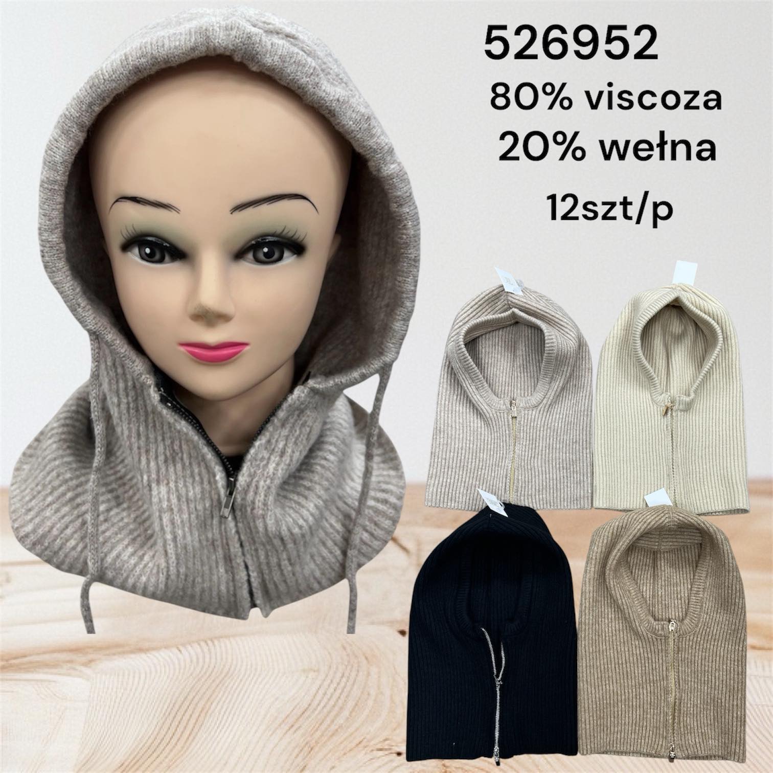 Czapki damskie, paczka 12szt,mix kolor